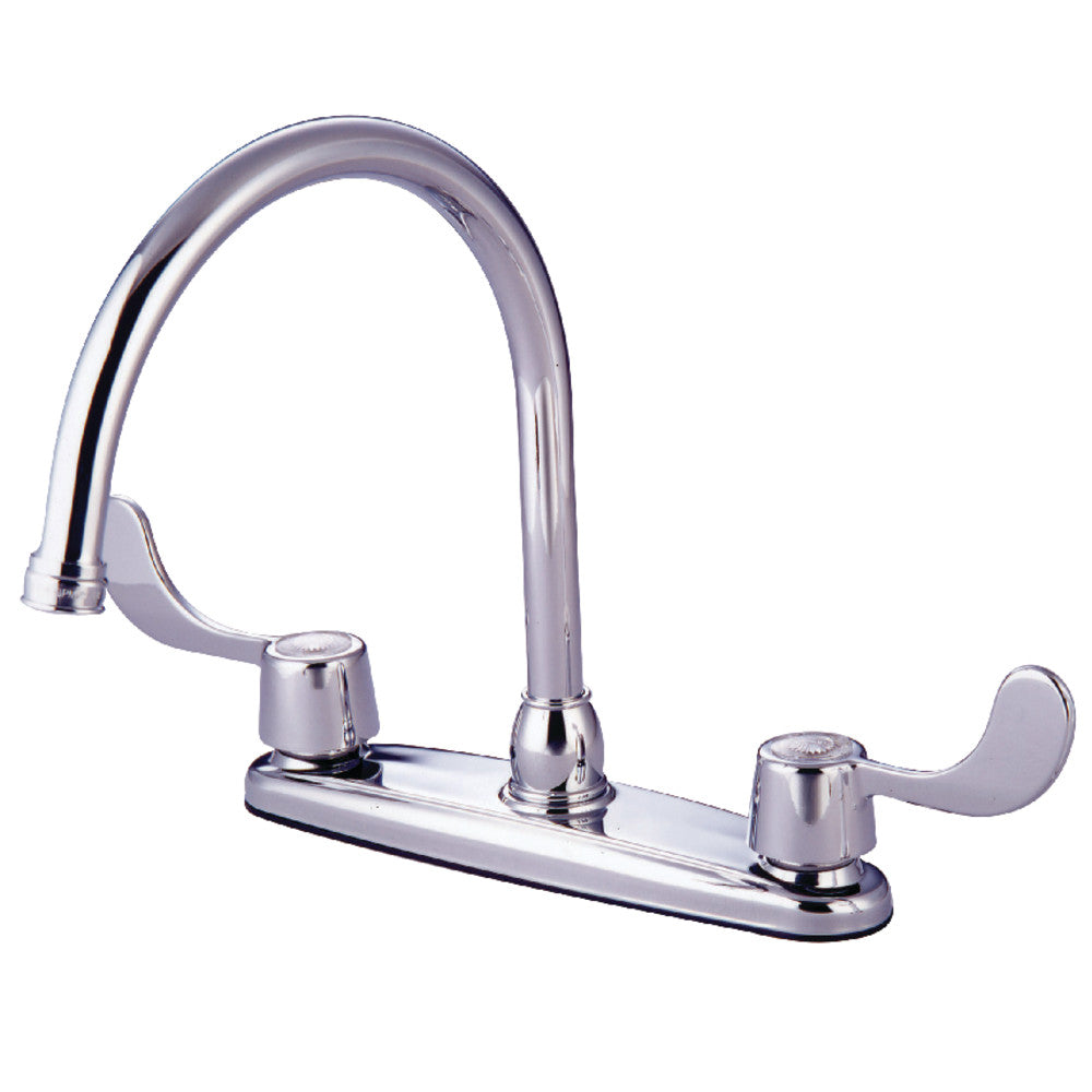 Kingston Brass KB781 Vista Centerset Kitchen Faucet - Stainless Steel Pull-Down Sprayer with High Arc Spout for Modern Kitchens (Perfect for Washing Dishes, Filling Pots & Daily Cooking Tasks)