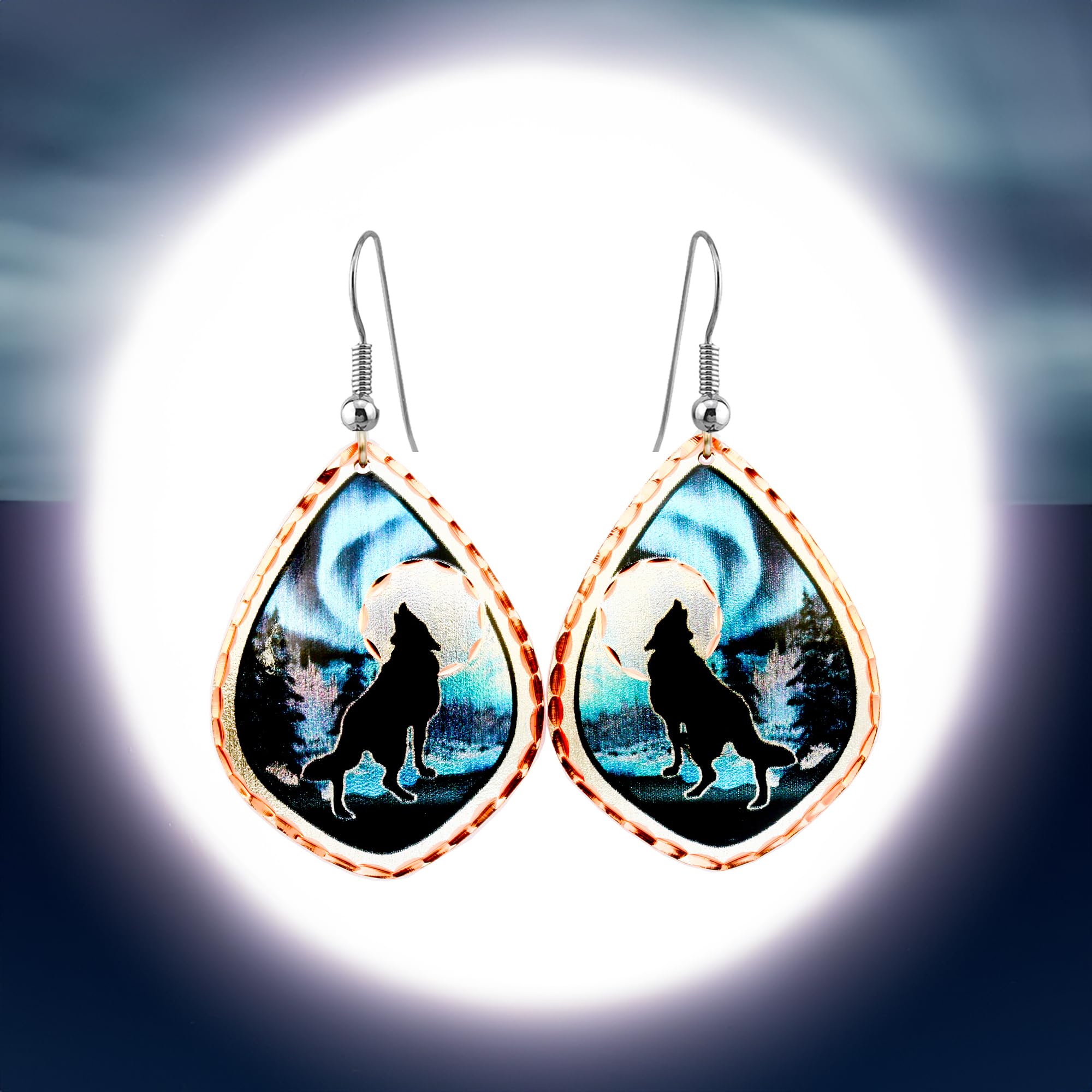 Handcrafted Copper Wolf Earrings for Women - Alaska Jewelry for Outdoor Adventures