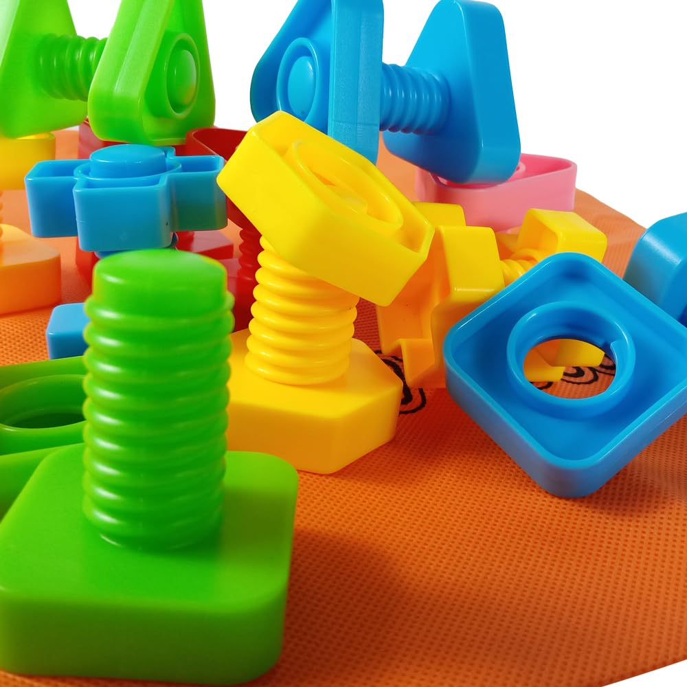 40 Pcs Jumbo Nuts and Bolts Toys for Toddlers 1-3 Years - Fine Motor Skills Learning Toys with Storage Tote & Activity Book - Occupational Therapy, Shape Sorting, Preschool Manipulatives - Perfect for Classroom, Home Play & Early Childhood Development
