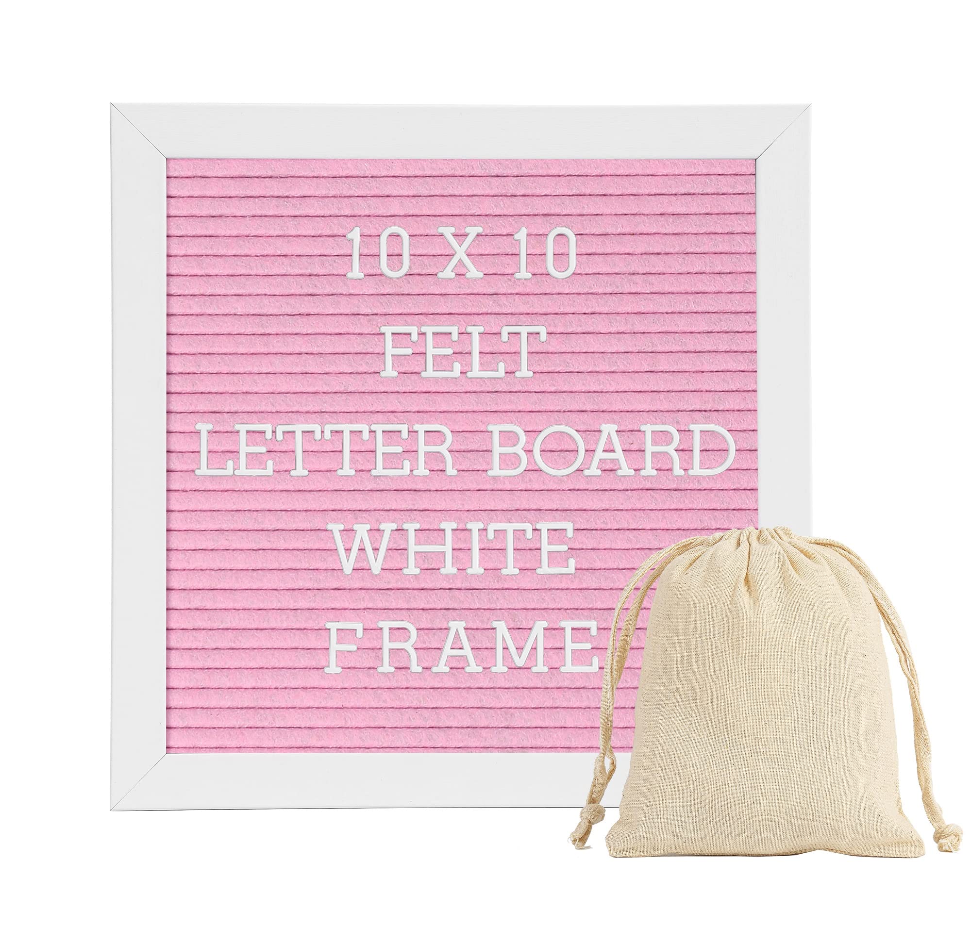 10x10 White Letter Board Sign with Stand & Canvas Bag - Felt Message Board for Baby Announcements, Home Decor, Office & Events - Includes Typewriter Letters & White Frame