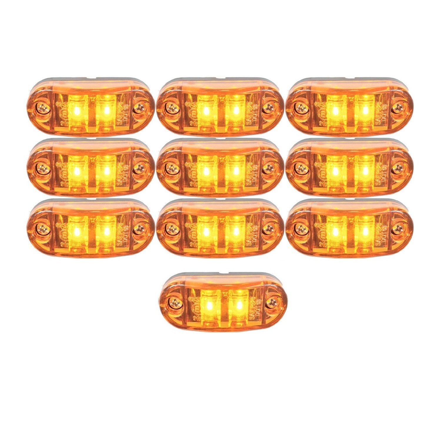 Amber Surface Mount LED Clearance Marker Lights 12V for Trucks, Campers, Trailers & RVs - Easy Installation with Screws - Perfect for Night Driving & Road Safety