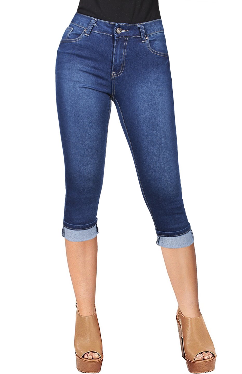 2LUV Women's Stretchy 5 Pocket Distressed Skinny Jeans Shorts - Comfortable High Waisted Denim Shorts for Summer, Casual Outfits, and Streetwear Fashion