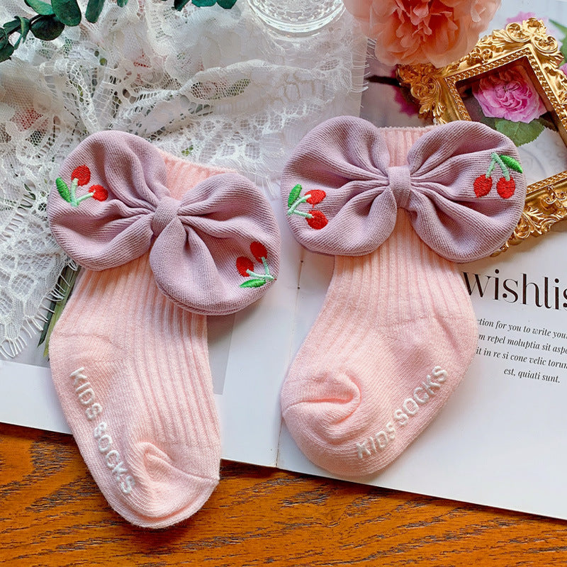 Adorable Autumn Baby Bowknot Socks - Soft Cotton Infant Ankle Socks for Girls & Boys - Perfect for Fall Outfits, Photo Shoots & Special Occasions