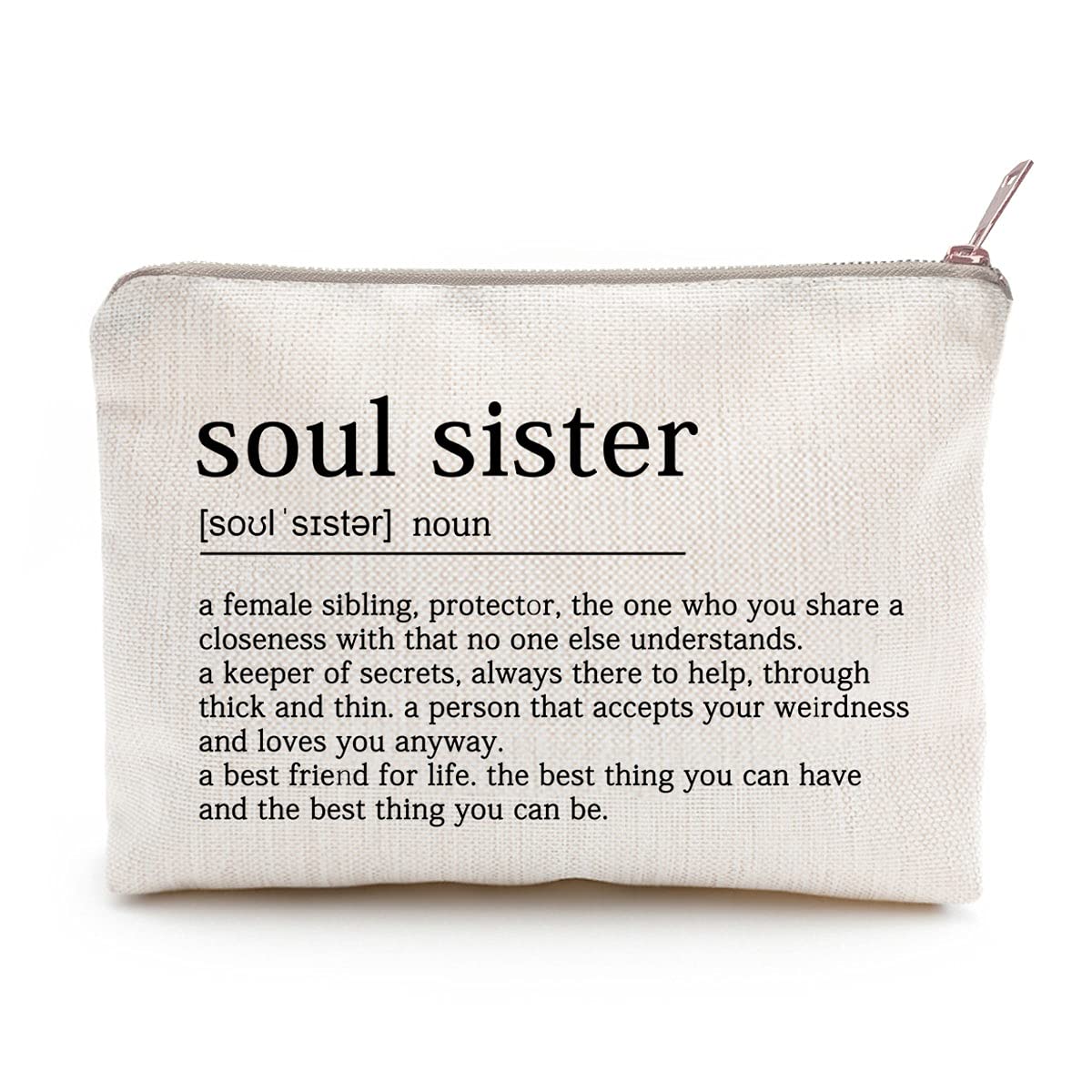 Soul Sister Makeup Bag - Cosmetic & Toiletry Case for Best Friend Birthday Gift - Perfect for Travel & Daily Use