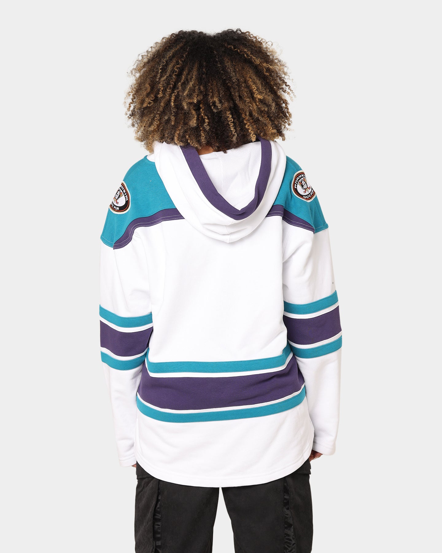 47 Brand Anaheim Ducks Superior Lacer Hoodie - White Wash - Men's NHL Hockey Pullover Sweatshirt for Game Day & Casual Wear