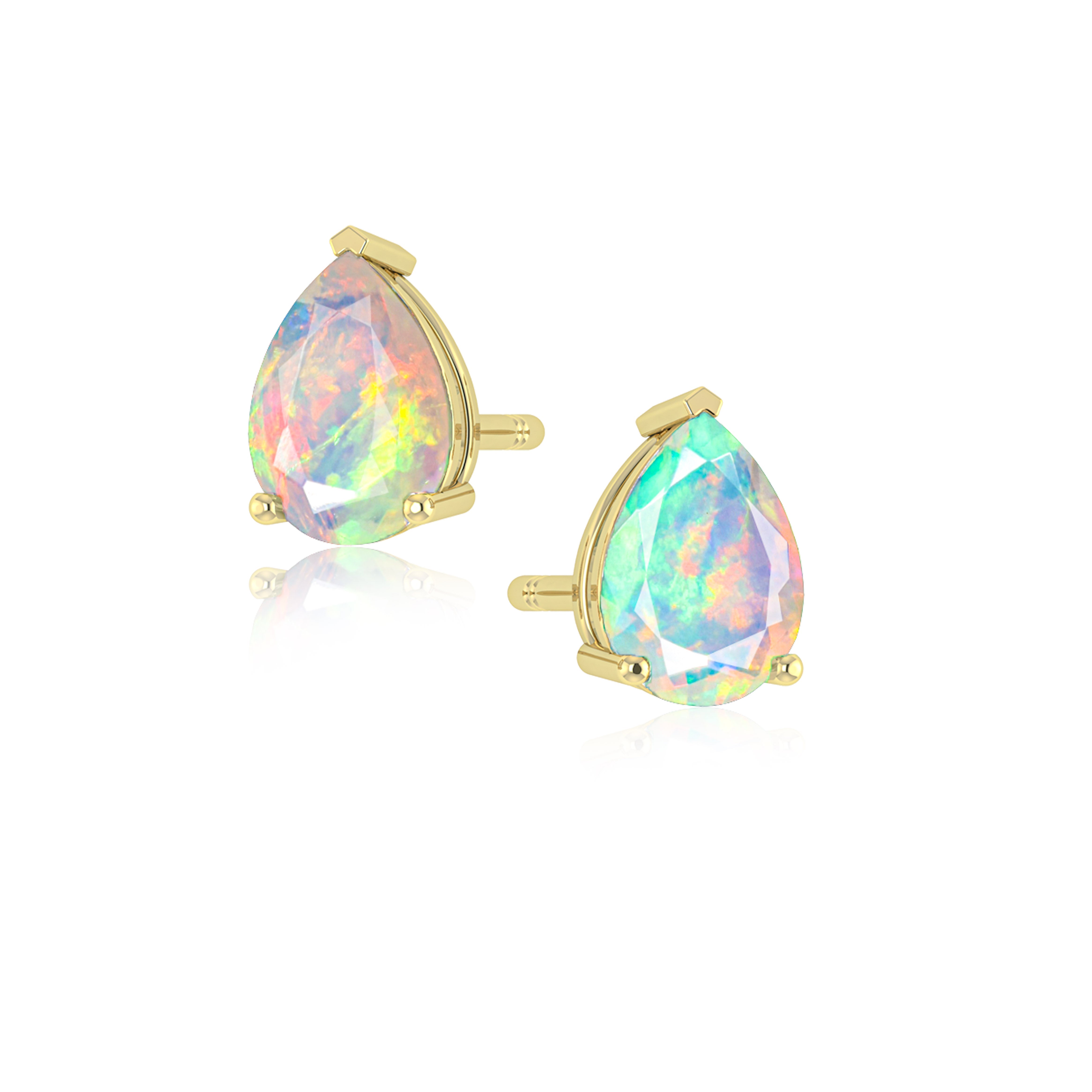 White Multi Fire Opal Prong Stud Earrings – Elegant Sterling Silver Jewelry for Women, Perfect for Weddings, Parties & Everyday Wear