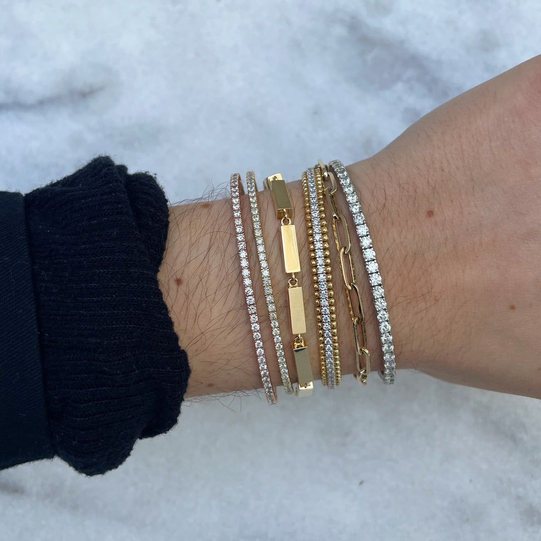 1ctw Diamond Tennis Bracelet 14K Yellow Gold Flexible Bangle for Women - Perfect for Weddings, Anniversaries & Special Occasions