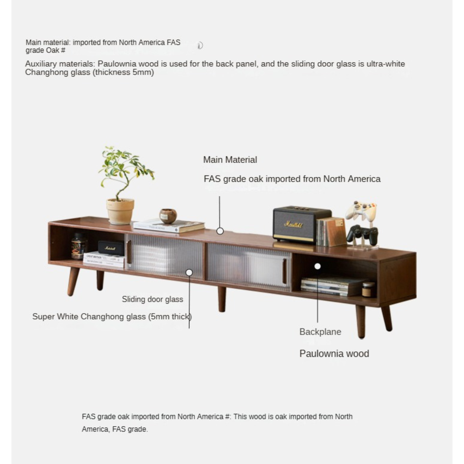 Oak Solid Wood Modern Simple TV Cabinet - Stylish & Durable Entertainment Center for Living Room, Bedroom, or Home Theater