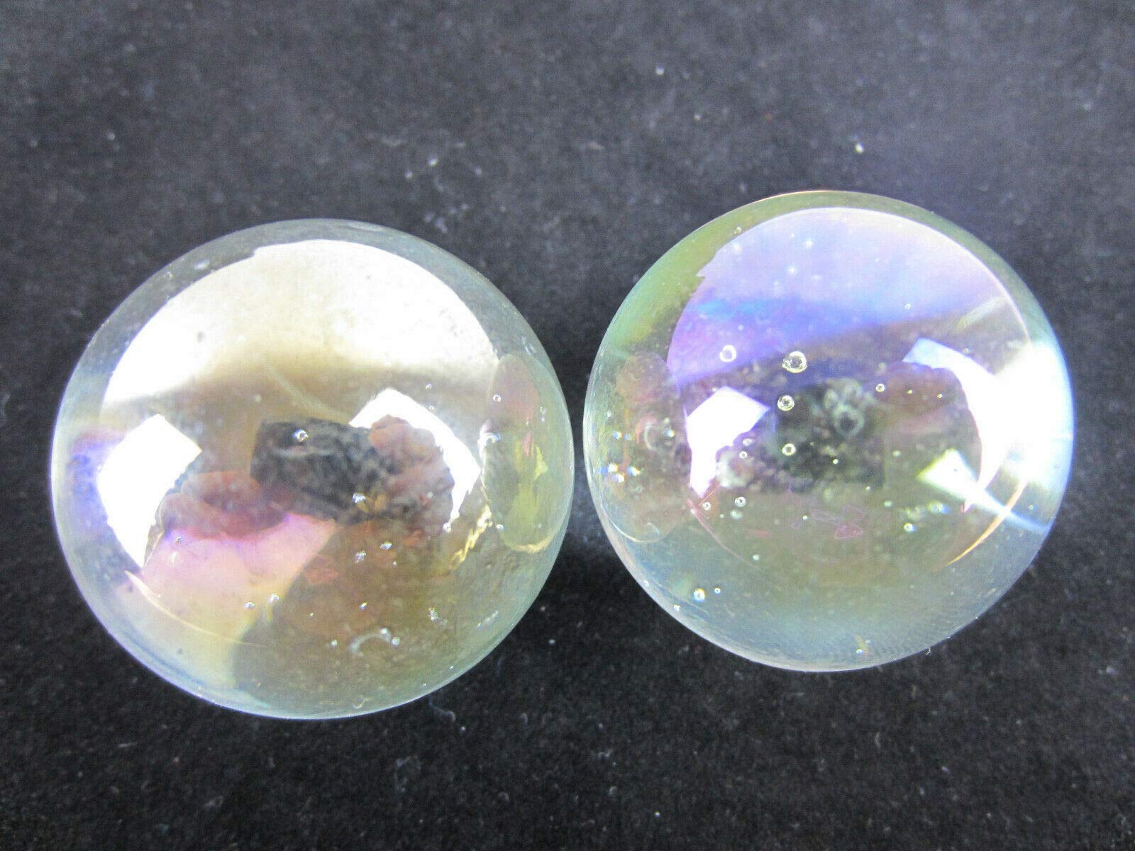 Set of 2 Iridescent Glass Marble Soap Bubble Boulders - Large Solid Glass Shooters for Kids Games, Bath Time Fun & Sensory Play