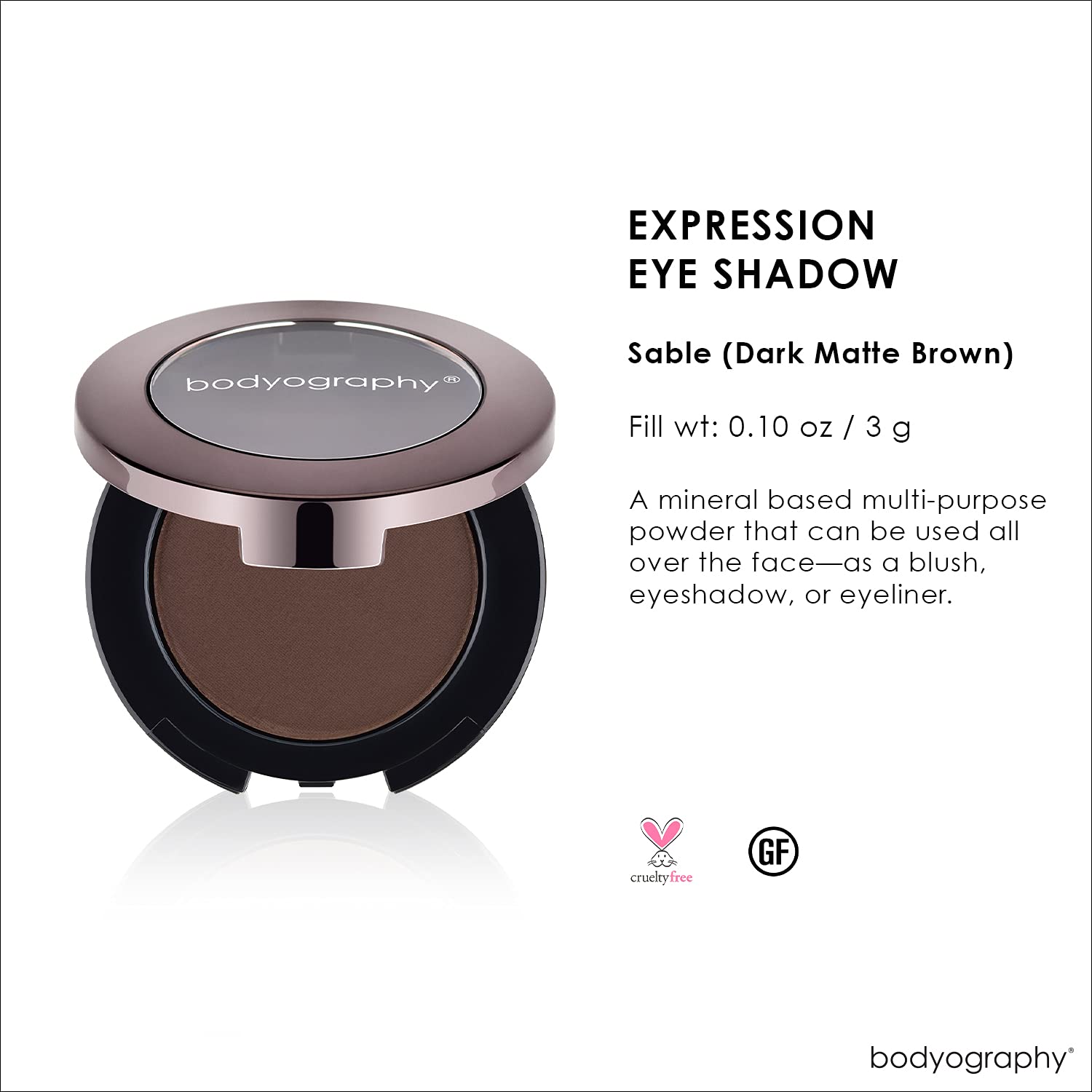 BODYOGRAPHY Expressions Eye Shadow in Sable - 0.14 oz Matte & Shimmer Eyeshadow Palette for Professional Makeup & Everyday Wear | Perfect for Daytime Office Look & Nighttime Party Glam
