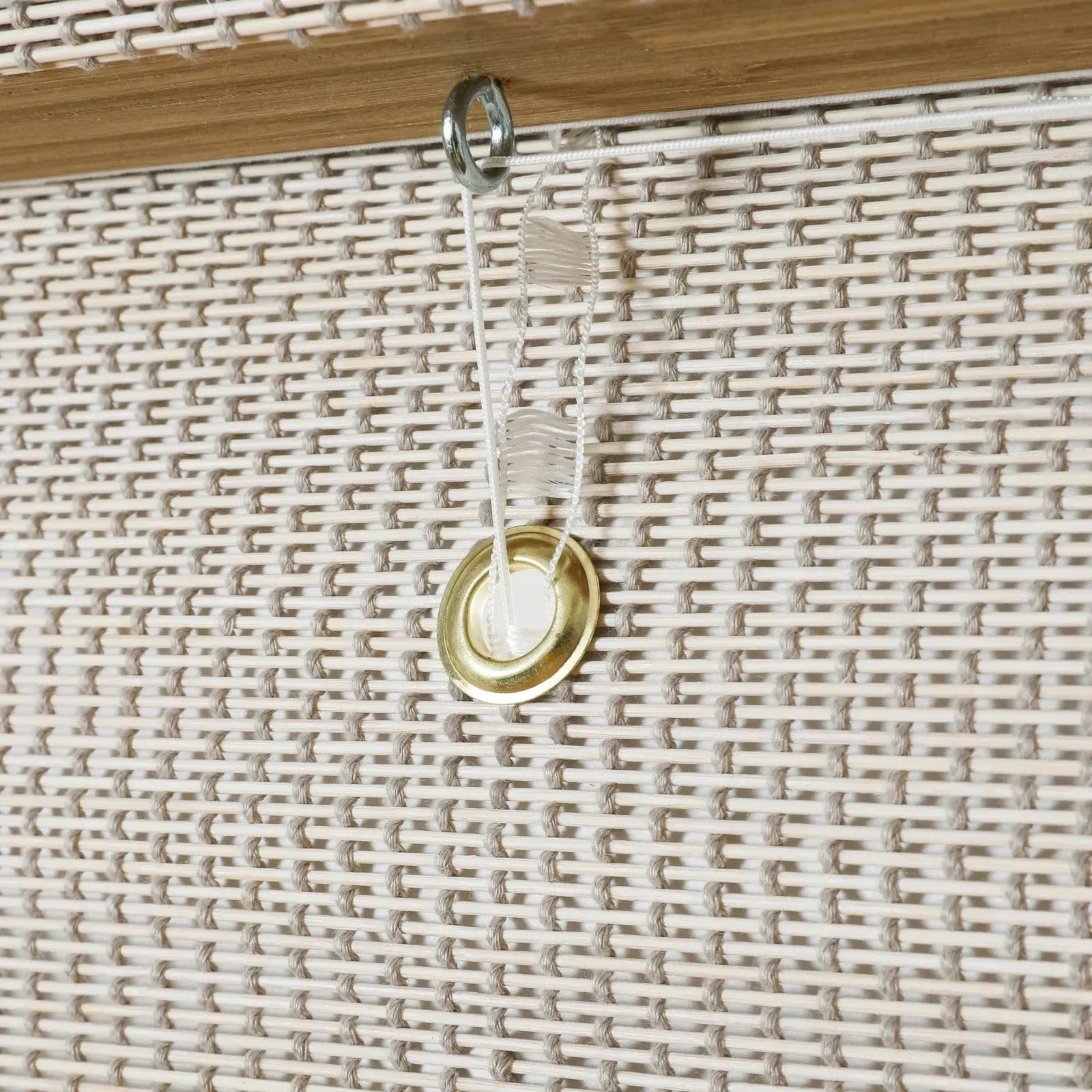 Sybil Bamboo Roman Shade - Natural Wall White Window Treatment for Living Room & Bedroom