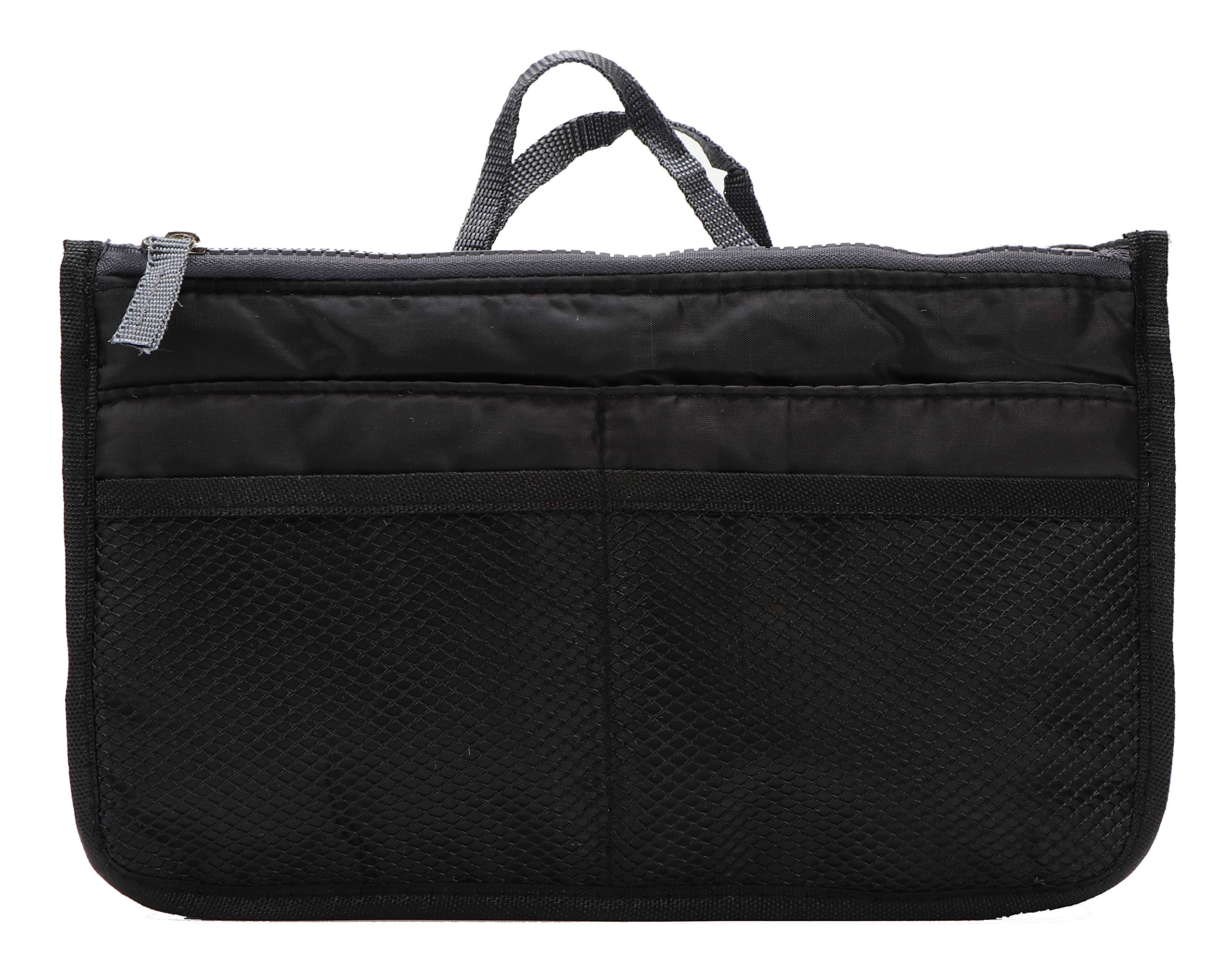 AREO Travel Cosmetic Bag for Women - Multi-Function Makeup Pouch with Zipper, Washable Toiletry Organizer for Purse & Luggage (Black) - Perfect for Travel, Gym & Daily Essentials Storage