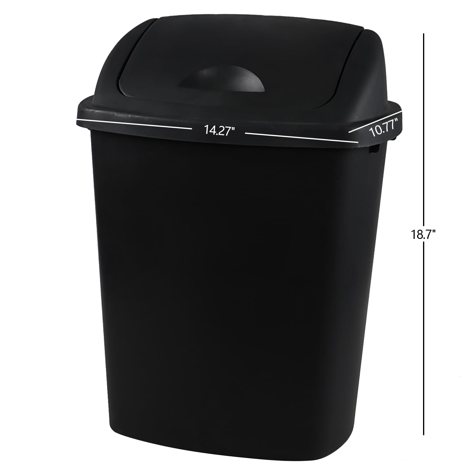 Xyskin 6 Gallon Plastic Swing Top Trash Can - 4 Pack Commercial Wastebasket for Kitchen, Garage, Office & Workspace - Durable Black Garbage Bin for Home & Business Use - Perfect for Recycling, Disposal & Organization
