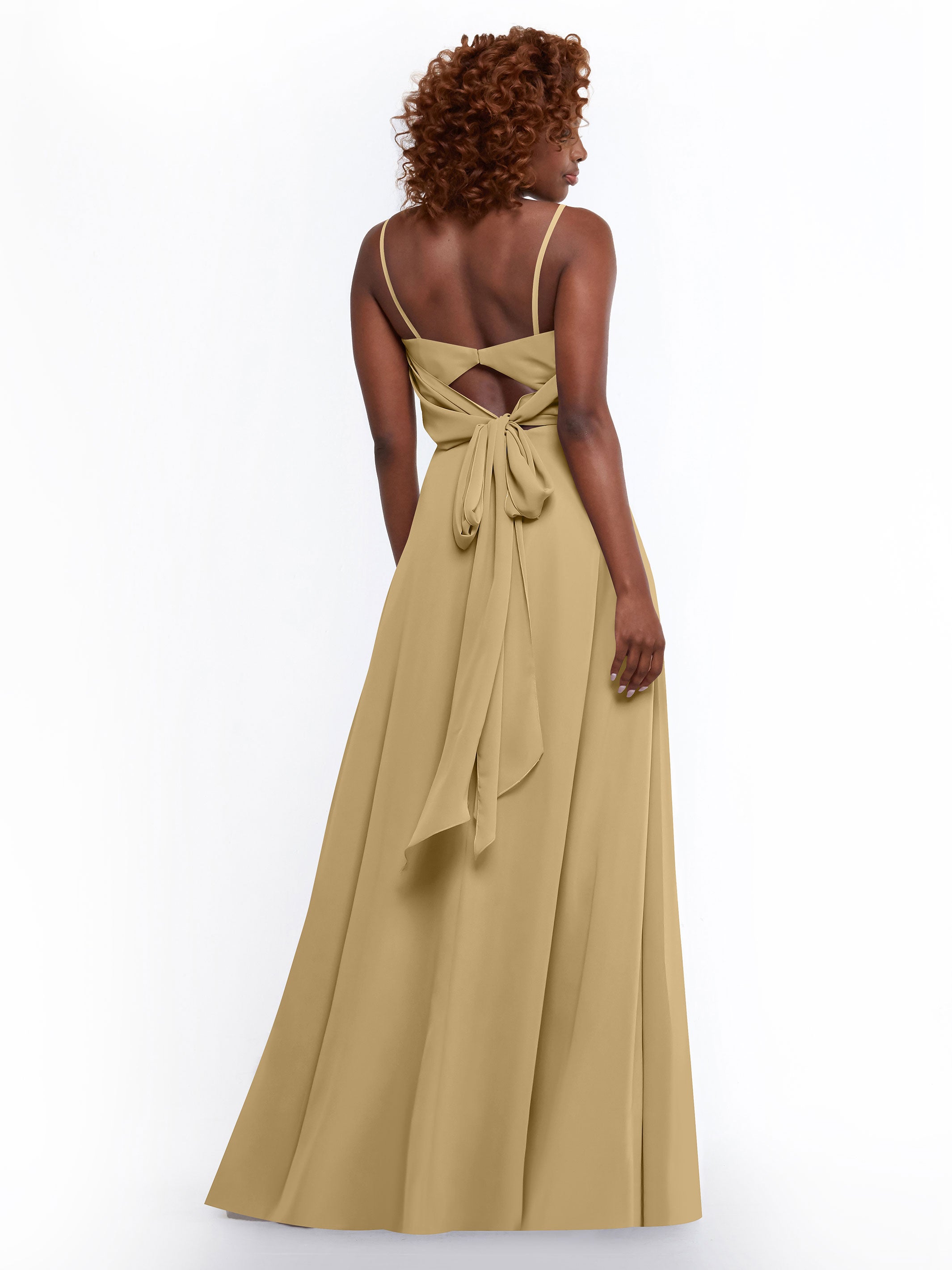 Elegant A-Line Bridesmaid Dress with Flowy Chiffon Skirt & Thigh Slit - Perfect for Weddings, Formal Events & Special Occasions