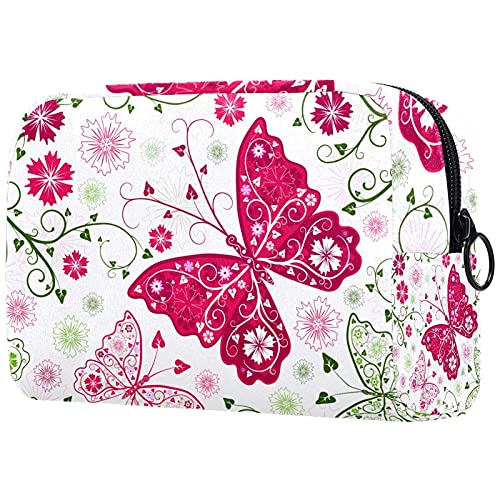 Large Travel Toiletry Bag for Men & Women - Waterproof Cosmetic Makeup Organizer with Pink Butterfly Design (7.3x3x5.1 inches) - Perfect for Vacation, Gym & Business Trips