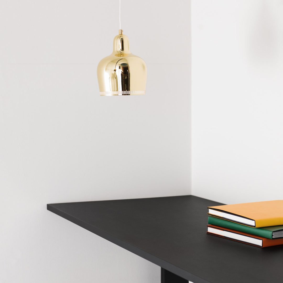 Golden Bell Pendant Light A330S - Vintage Brass Ceiling Hanging Fixture for Dining Room, Bedroom, Kitchen Island & Foyer Lighting