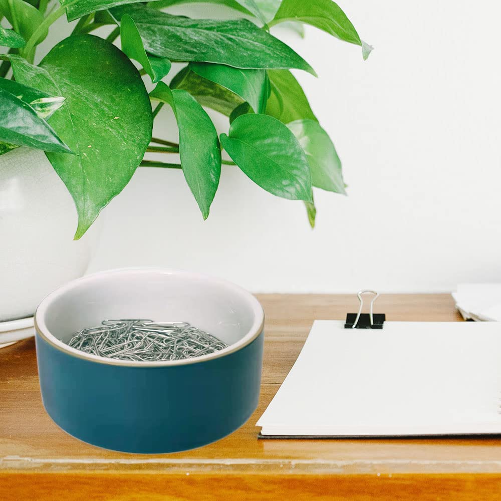 Ceramic Paper Clip Holder for Desk Organizer - Stylish Green Office Supply for Paperclips, Pins & Small Stationery | Perfect for Home, Office & Workspace Organization