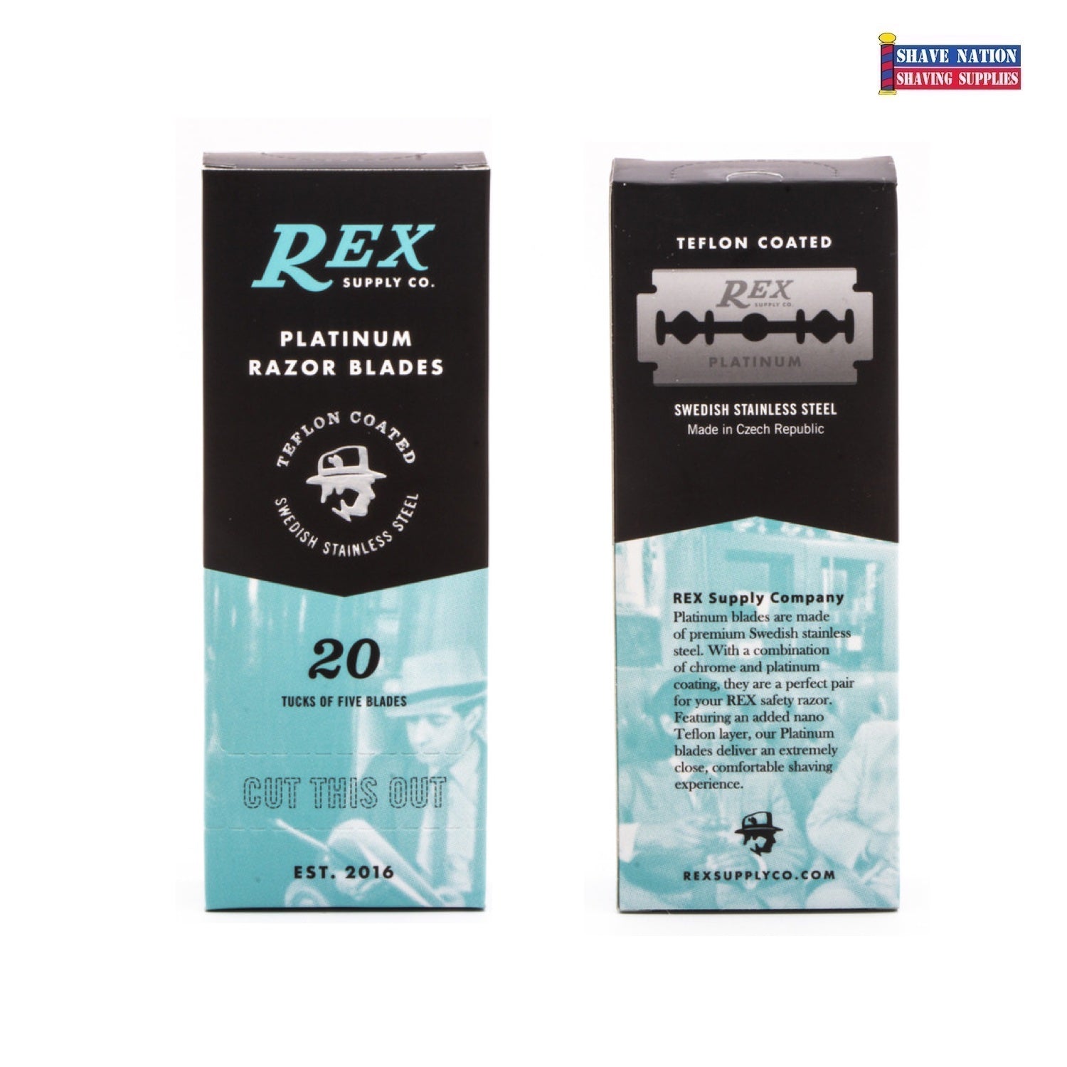 Rex Supply Platinum Double Edge Safety Razor Blades 100 Count - Premium Shaving for Men, Smooth & Comfortable Shave at Home or Travel