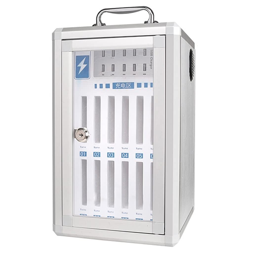 24-Slot Wall-Mounted Rechargeable Cell Phone Storage Cabinet - Aluminum Alloy Clear Phone Holder & Lock Box for Classroom, Office, or Home Organization (Silver, 24 Phones Capacity) - Perfect for Schools, Meetings & Device Management