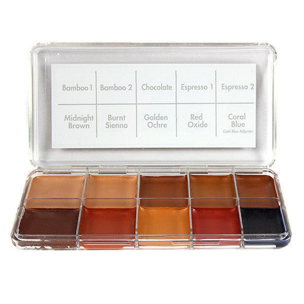 Professional Skin Illustrator Dark Fleshtone Palette - Realistic Tattoo & Body Painting Makeup Kit for Special FX Artists, Halloween & Cosplay