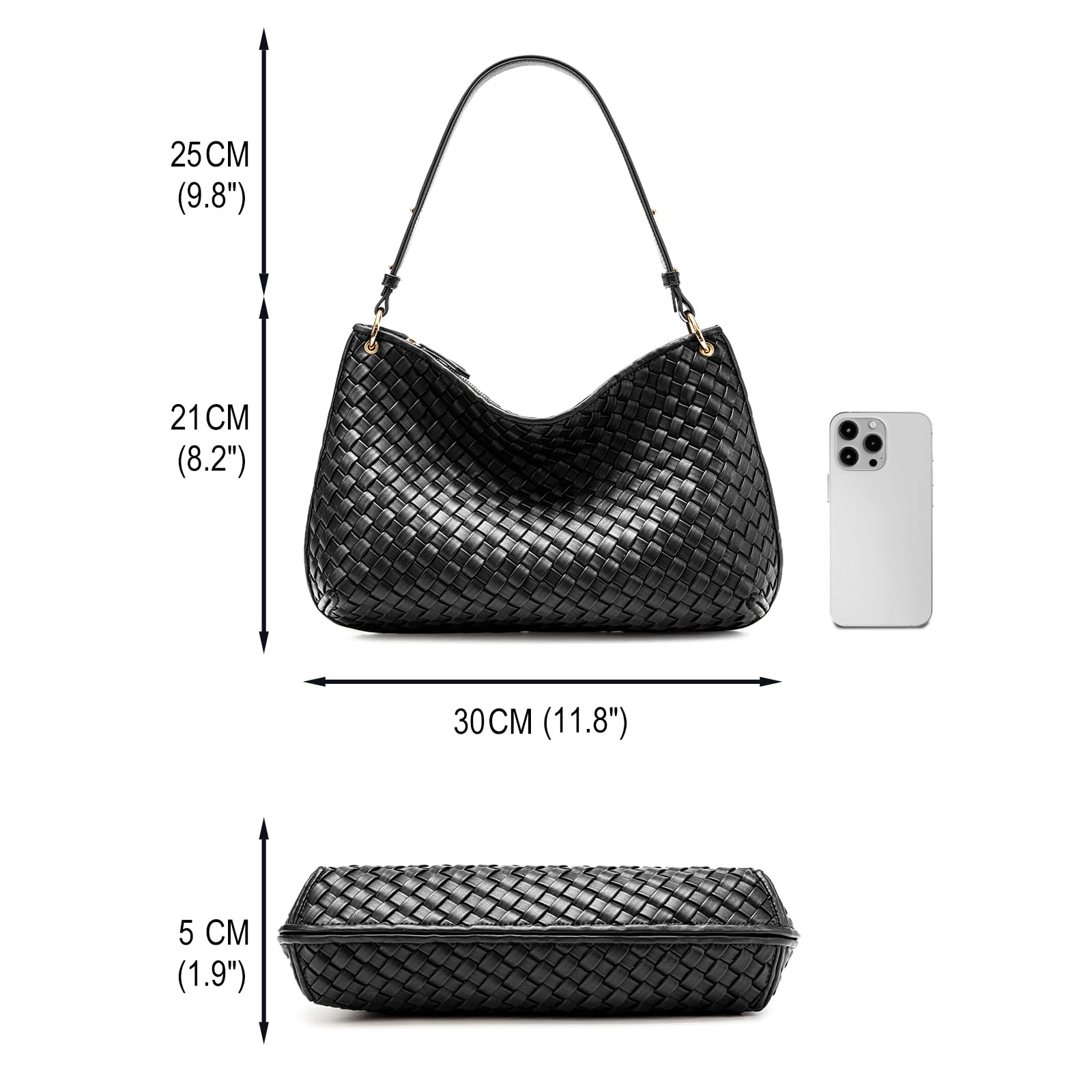Stylish Woven Leather Shoulder Bag for Women - Fashionable Clutch & Small Handbag for Daily Use, Work, and Evening Events
