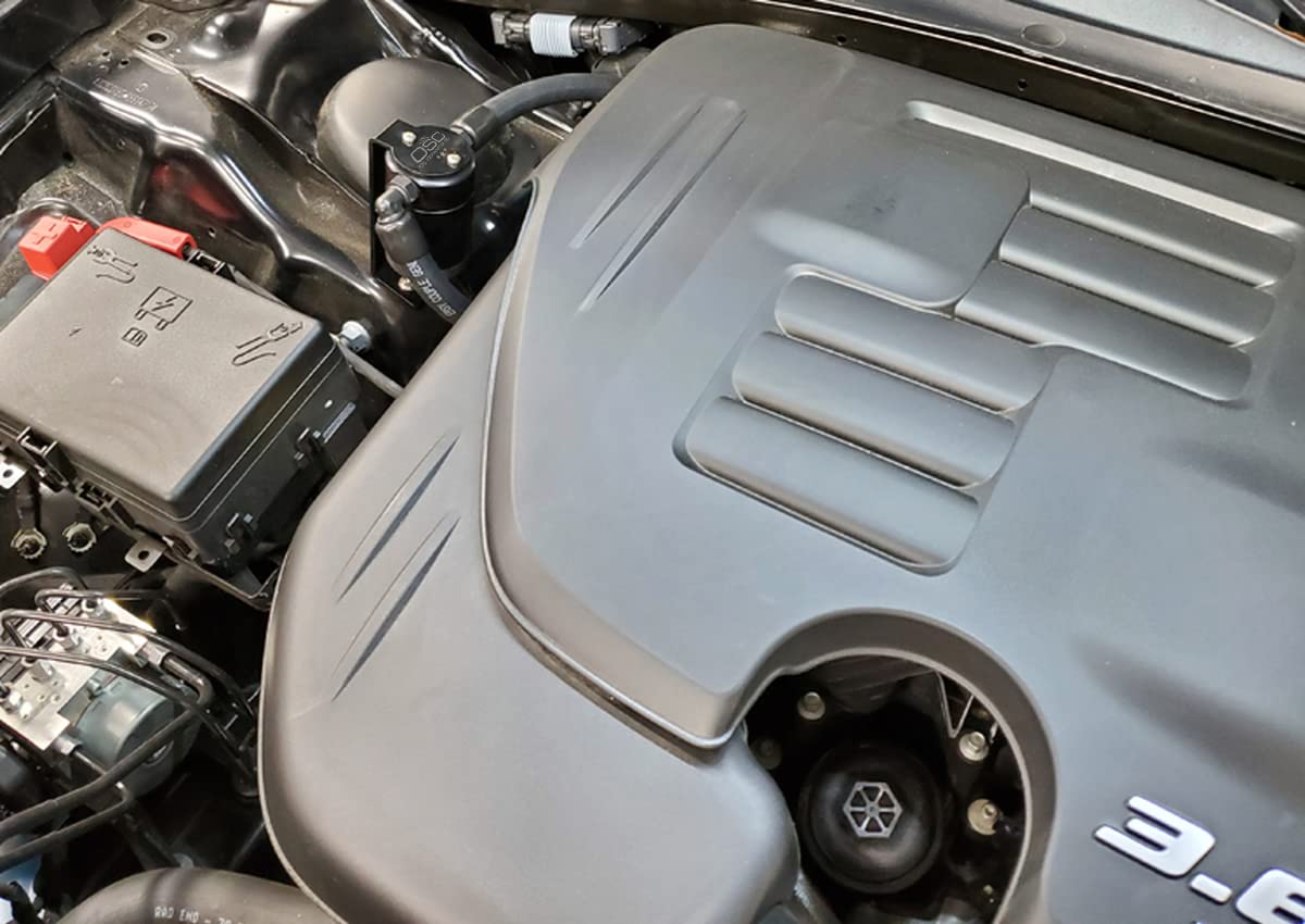 J&L Oil Separator 3.0 - Compatible with 2011-2022 Dodge Charger, Challenger, 300C 3.6L V6 (Passenger Side, Black) | PCV Baffle Catch Can | Reduces Engine Sludge & Improves Performance | Perfect for Daily Driving & Performance Upgrades