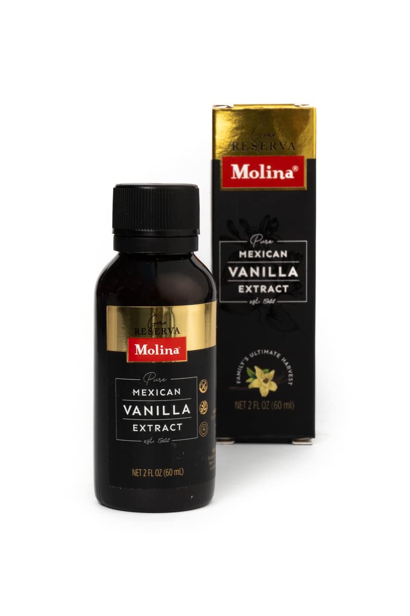 Premium Mexican Vanilla Extract - Gran Reserva Molina 2 Fl Oz (60ml) - Pure Natural Vanilla for Baking, Coffee & Desserts - Artisanal Quality for Chefs & Home Bakers