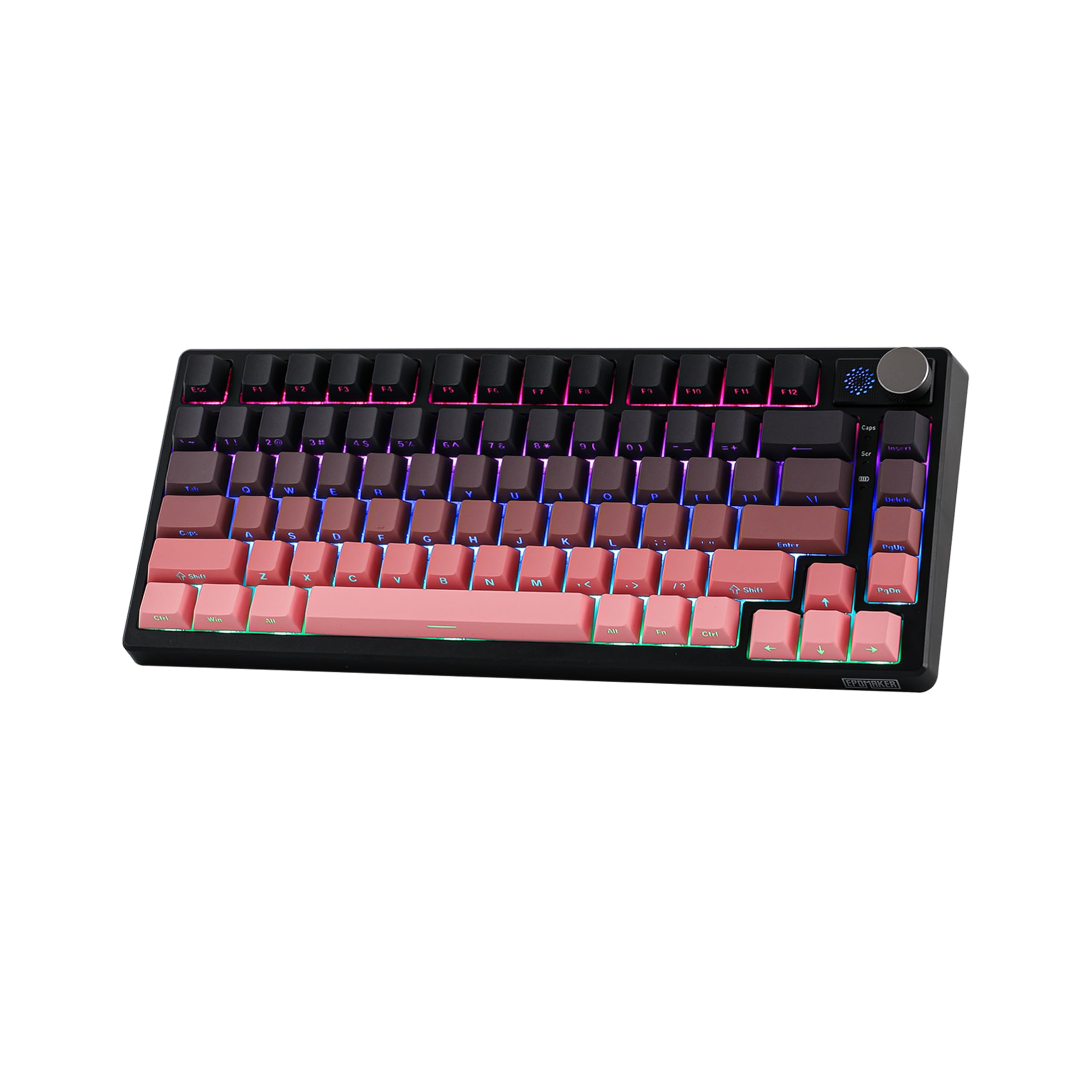 EPOMAKER HE75 Wireless Mechanical Keyboard - RGB Backlit, Hot-Swappable, 4000mAh Battery for Gaming & Office (Black Pink)