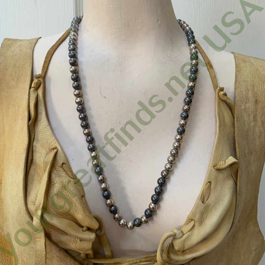 Elegant Sterling Silver Pearl Necklace with Stunning Patina - 25.5 Inch Length for Women | Perfect for Weddings, Parties & Special Occasions