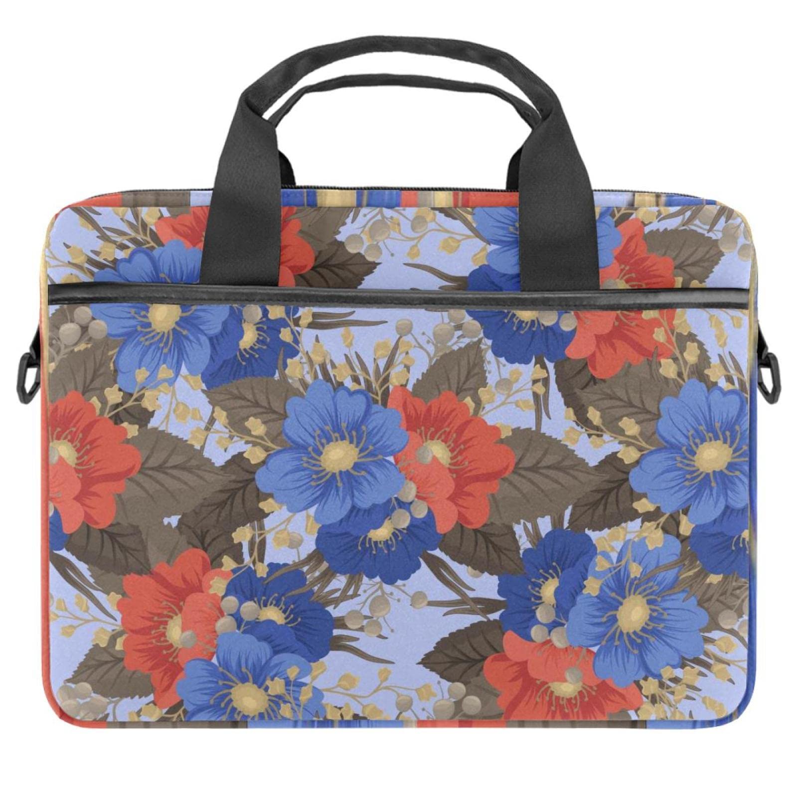 Stylish Unisex Laptop Messenger Bag for 14 Inch Notebook - Waterproof Shoulder Bag for Women & Men with Floral Pattern - Perfect for Office, Travel and School Commute