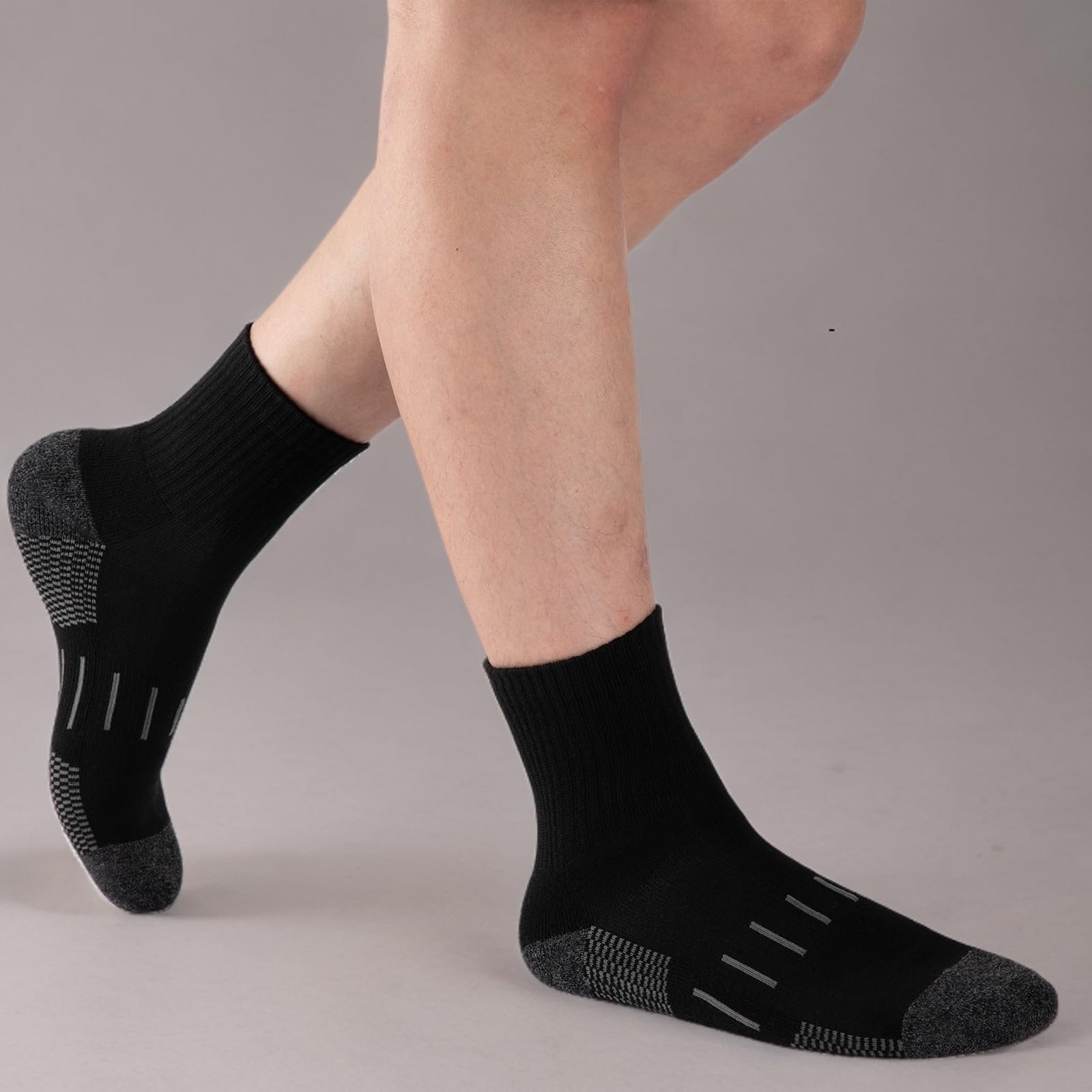 Heatuff Men's Ankle Athletic Socks - 8 Pairs Moisture-Wicking Cushioned Quarter Socks for Running, Sports & Work - Perfect for Gym, Hiking & Everyday Wear