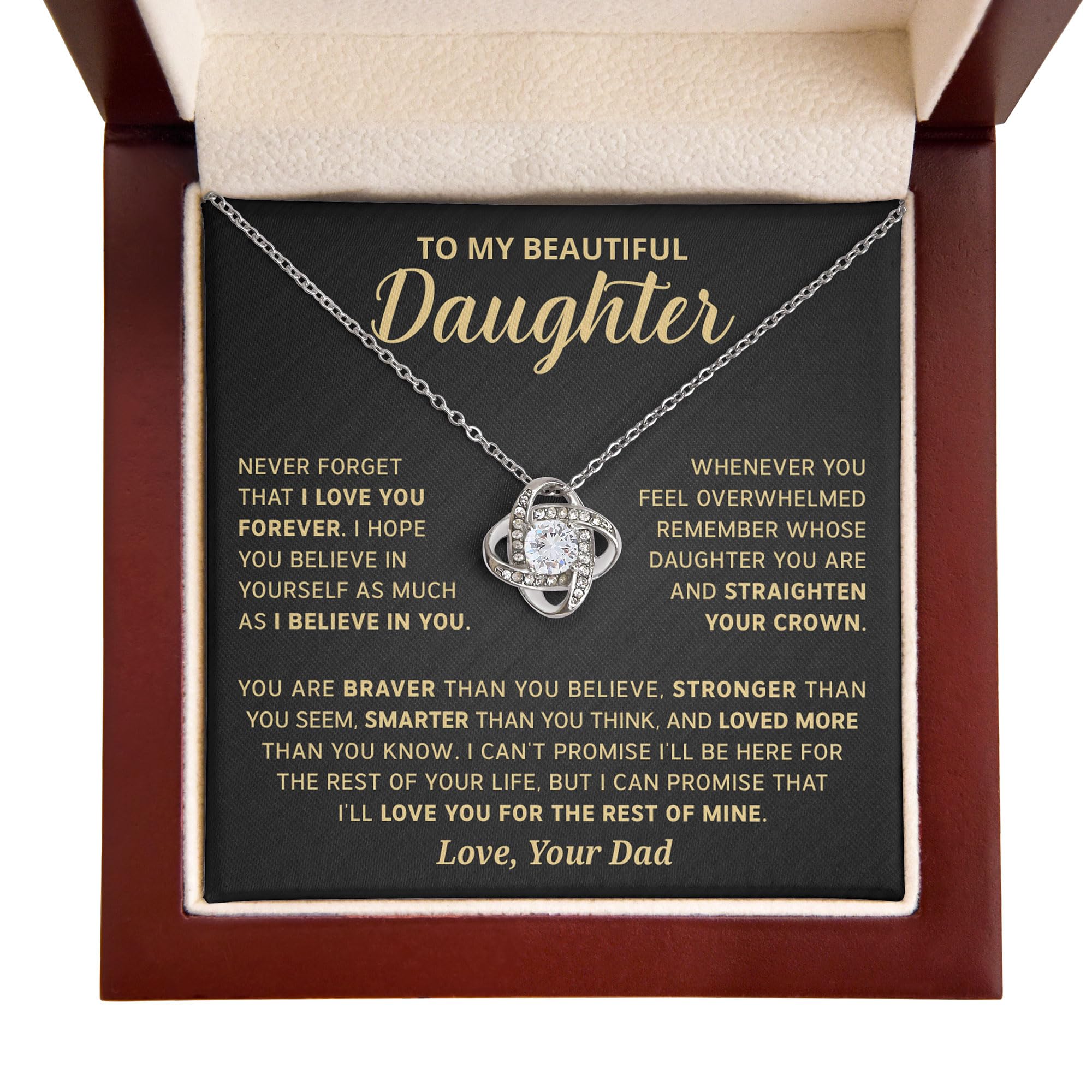Personalized Daughter Necklace from Dad - Heartfelt Birthday & Mother's Day Jewelry Gift for Daughter with Elegant Gift Box | Perfect for Special Occasions & Father-Daughter Bonding