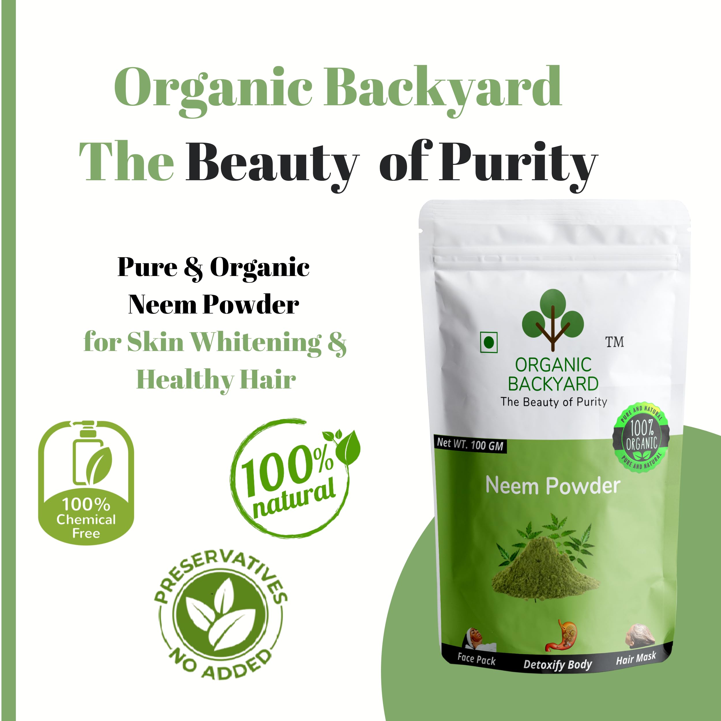 Organic Neem Leaf Powder for Face Care - 100% Natural, Chemical-Free Skincare Solution | Acne Treatment, Dark Spot Remover, Skin Brightening for Daily Beauty Routine