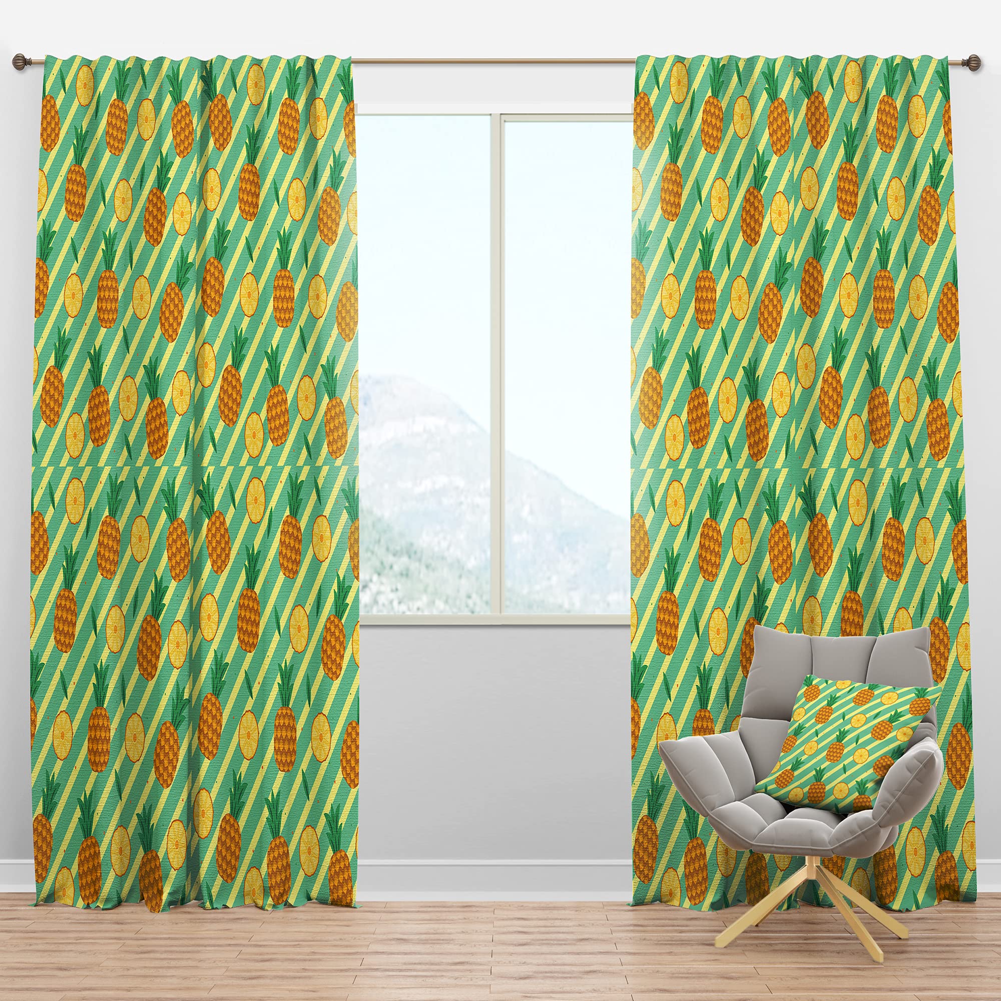 DesignQ Blackout Curtains - Thermal Insulated Pineapple Summer Bliss I Bedroom & Living Room Drapes (52x90, Single Panel) - Perfect for Sun Protection, Privacy & Energy Saving in Home Decor