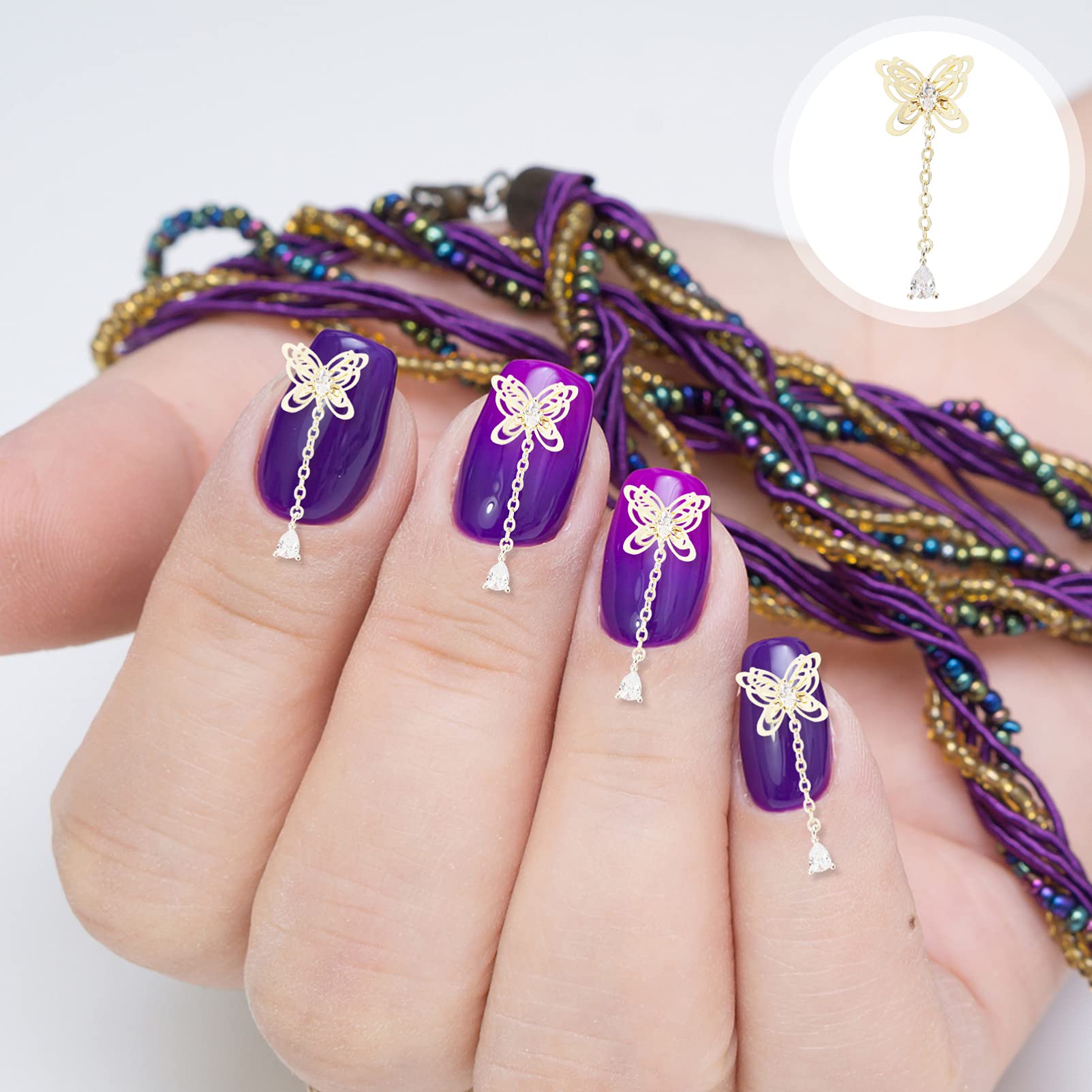 3PCS DIY Nail Art Chains - Shining Manicure Jewelry Supplies for Nail Decorations | Fashionable Nail Art Accessories for Professional & Home Manicures | Perfect for Parties, Weddings and Special Occasions