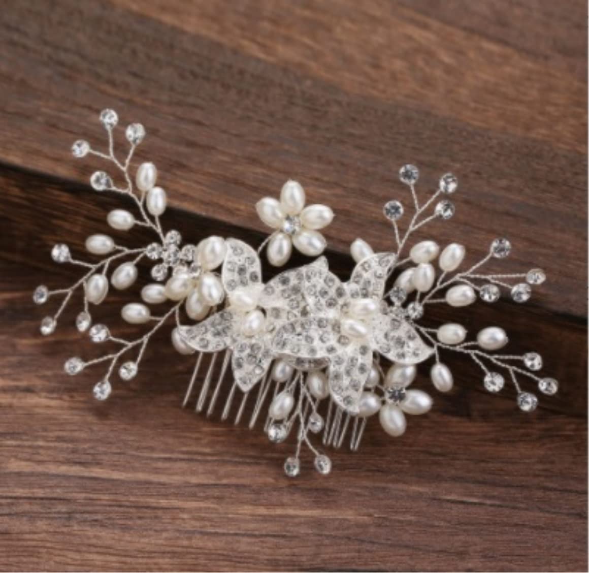 Crystal Rhinestone Pearl Bridal Hair Comb for Women - Elegant Wedding Hair Jewelry Crown & Side Comb for Bride, Bridesmaids, and Special Occasions