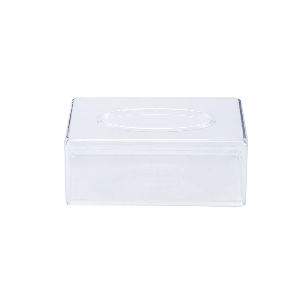 Transparent Tissue Box Holder - Bevis David Clear Acrylic Tissue Container for Toilet Paper Rolls, Home & Office Use - Perfect for Bathroom, Living Room, Desk and Kitchen Organization