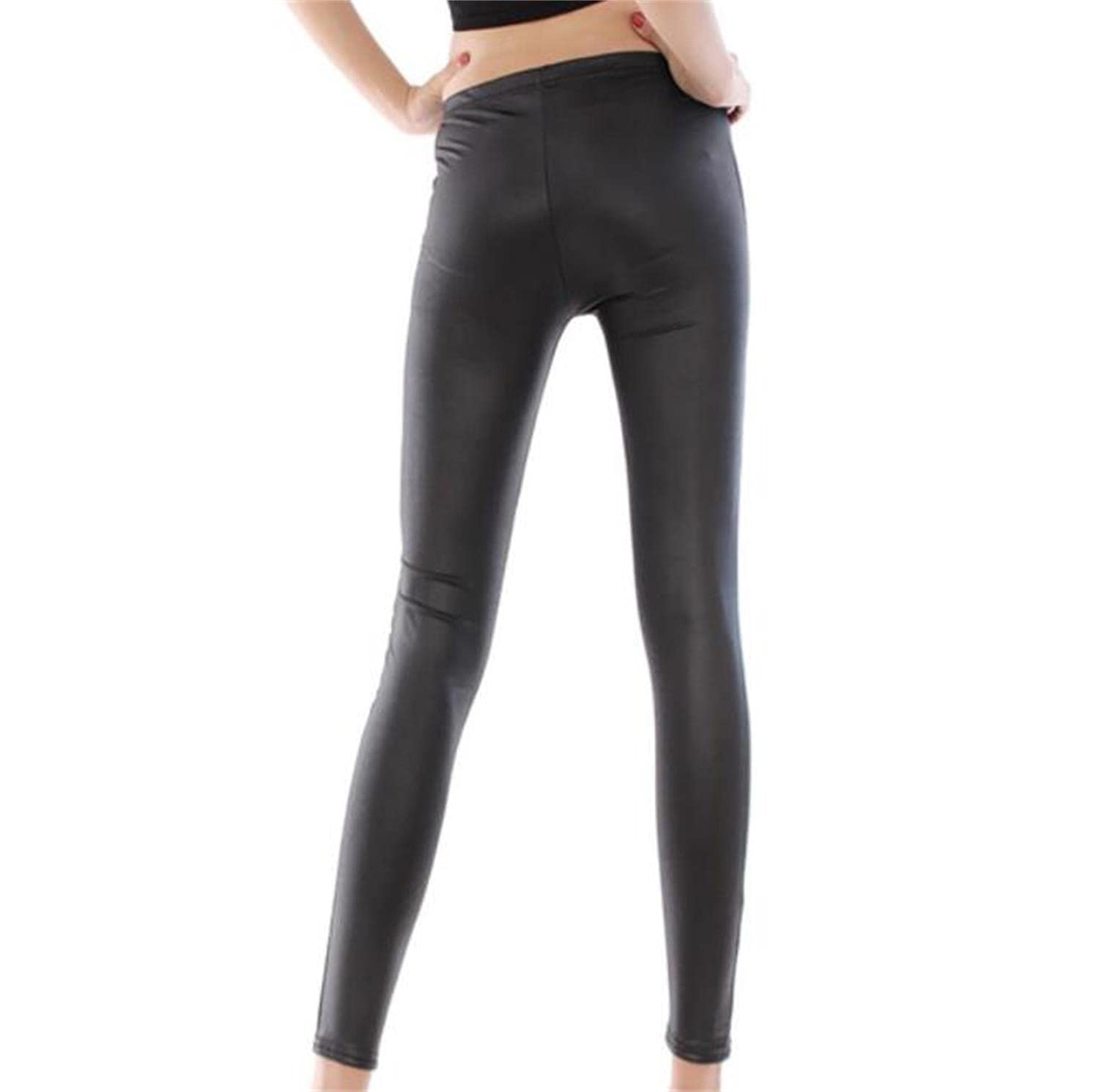 BERMEL Women's Faux Leather Leggings - PU Shaping Tights for Night Out & Party