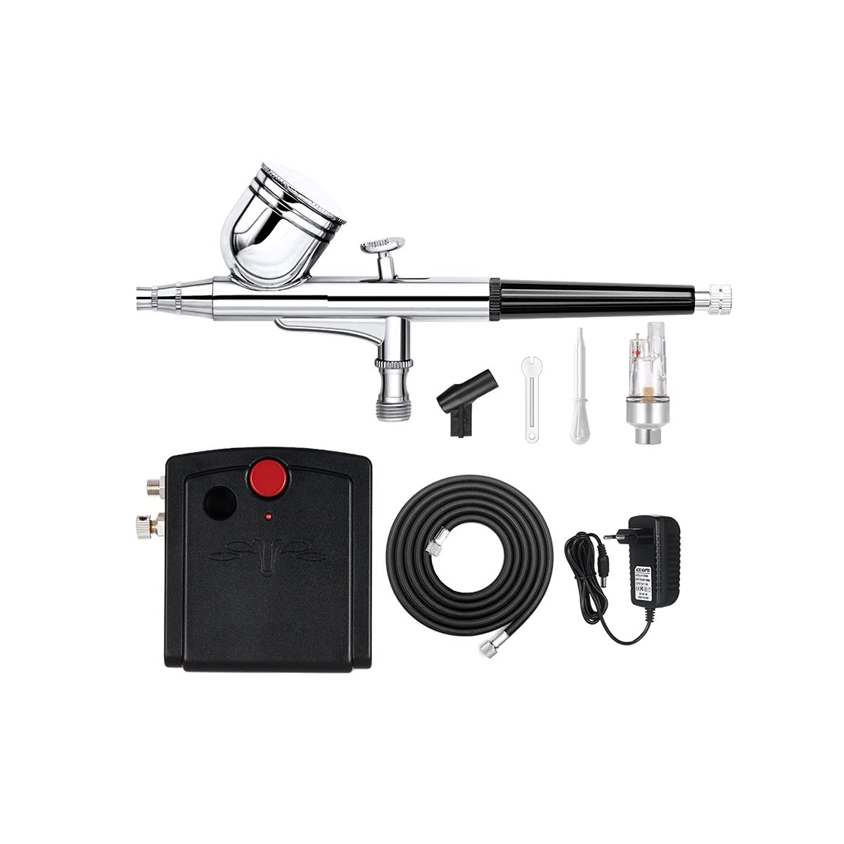 XuuSHA Dual-Action Airbrush Kit with 0.3mm Nozzle - Professional Spray Gun for Cake Decorating, Nail Art, Model Painting & Automotive Touch-Ups (NT-19B-1 Black) | Perfect for Artists, DIY Enthusiasts & Professional Cosmetologists