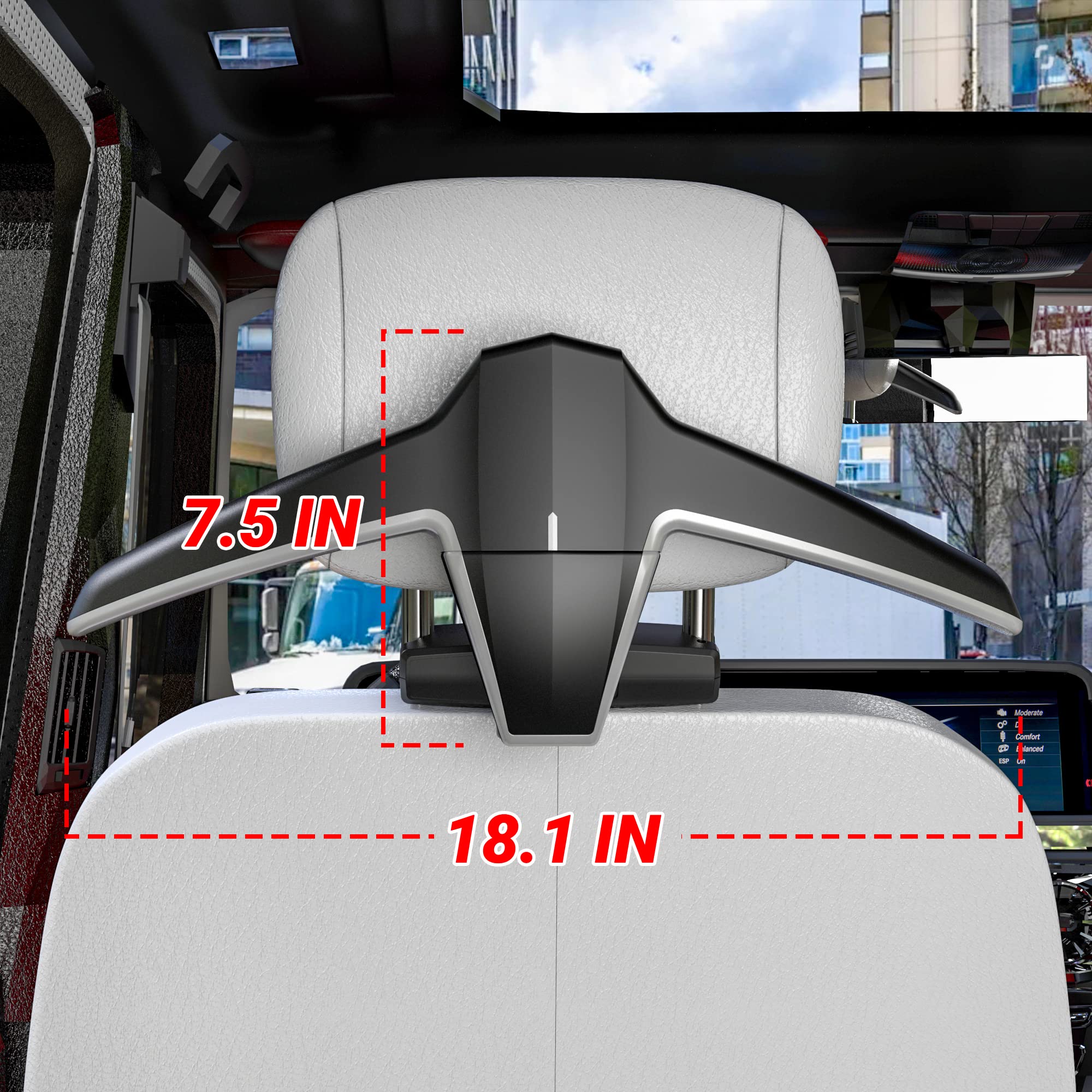 Sandure Car Coat Hanger - Multifunctional Headrest Hook for Jackets, Suits & Coats - Perfect for Organizing Clothes in Sedans, SUVs & Travel