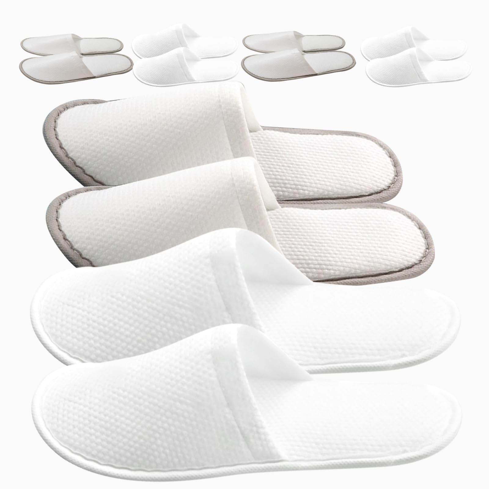 6-Pack Cotton Disposable SPA Slippers for Women & Guests - Soft Indoor House Slippers, Hotel & Bridal Shower Essentials - Bulk Travel Slippers for Adults (Fits US Sizes 10-11) - Perfect for Spas, Hotels & Home Use