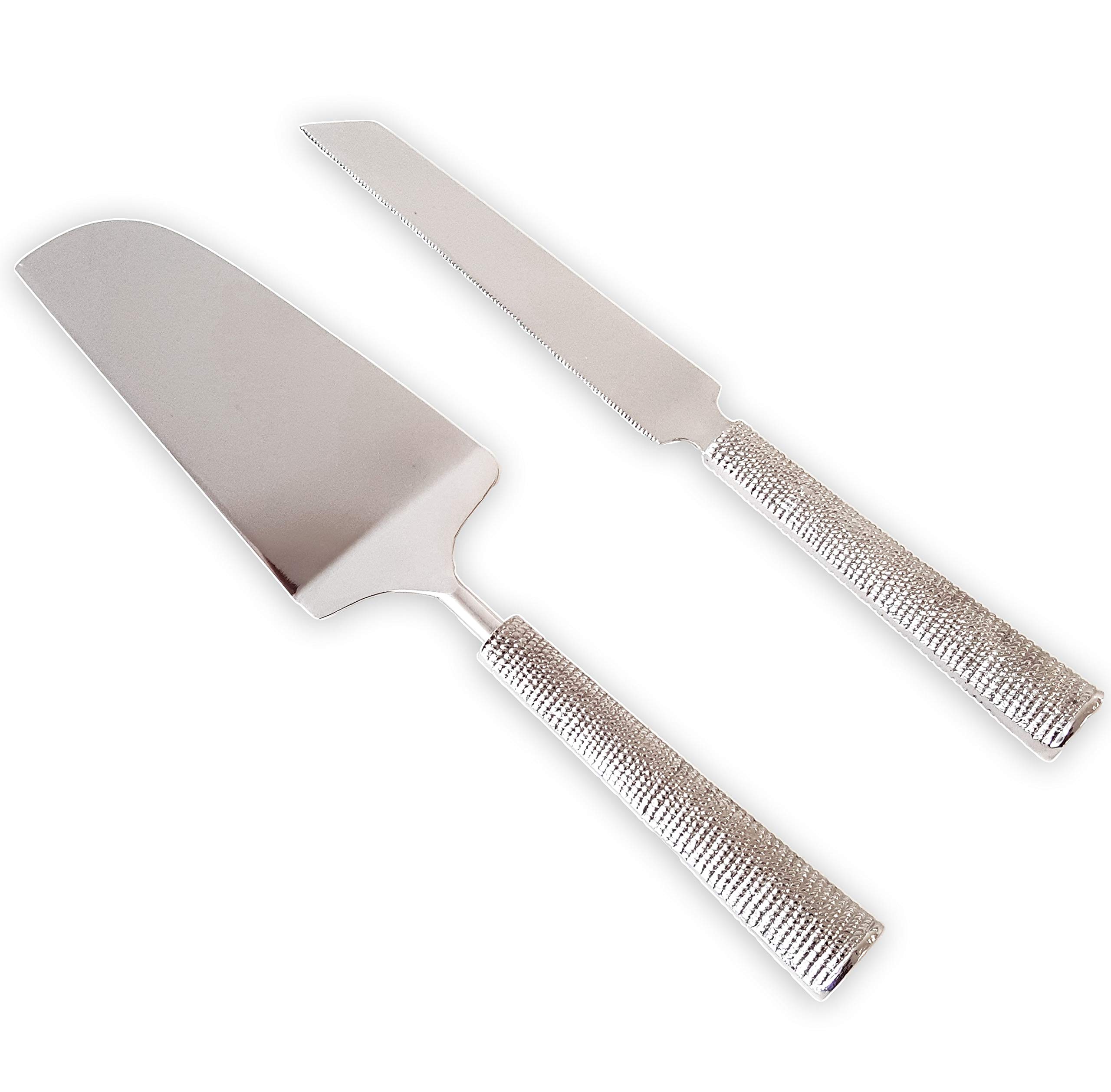 IMPULSE! Ravello Silver Cake Server Set - Elegant Pie & Pastry Knife for Wedding Cakes, Birthday Parties & Special Occasions