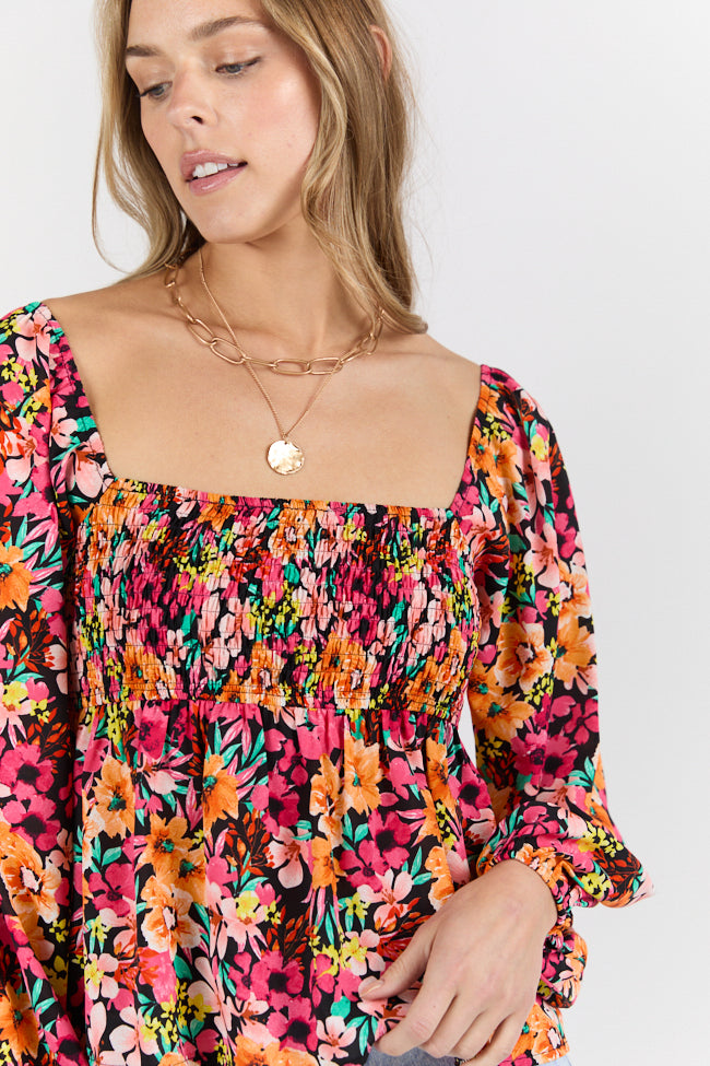 Darling Days Black Floral Print Women's Blouse - Elegant Floral Top for Casual Wear, Office & Date Night Outfits | Trendy Spring Summer Tops for Women