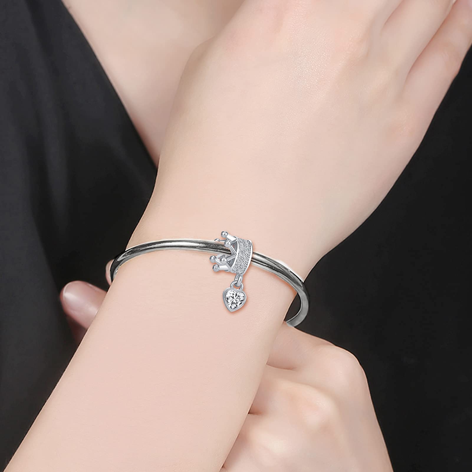 Pandora Princess Crown Charms - Heart Love Beads for Bracelets | Perfect for Valentine's Gifts, Birthday Jewelry & DIY Customization