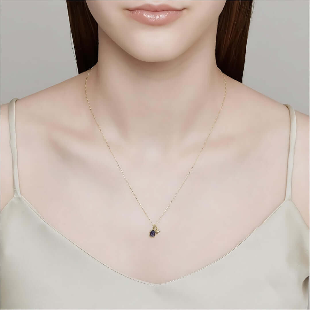 Make A Wish Amethyst Peridot Sandstone Pendant Necklace with Snowflake Charm | HD154 | Elegant Jewelry Gift for Women, Birthday, Christmas & Special Occasions