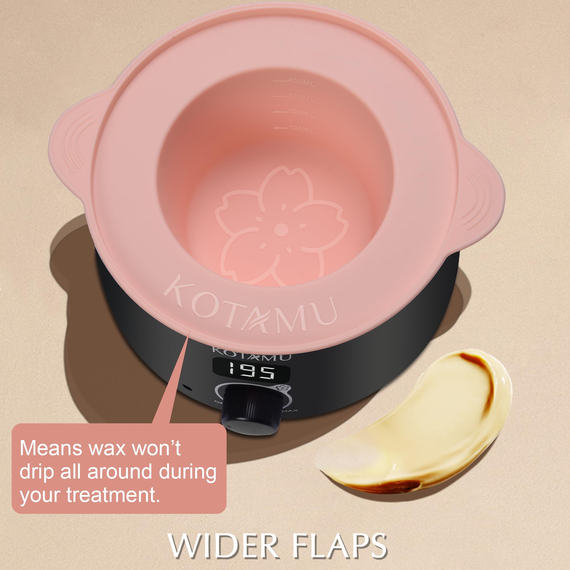 KOTAMU Black Digital Waxing Kit with Pink Wax Beads - Professional Hair Removal for Face, Eyebrows, Chin, Legs, Underarms & Bikini Area - Effective on Thin/Fine Hair - At-Home Waxing Solution for Women & Men - Perfect for Salon-Quality Smooth Skin at Home