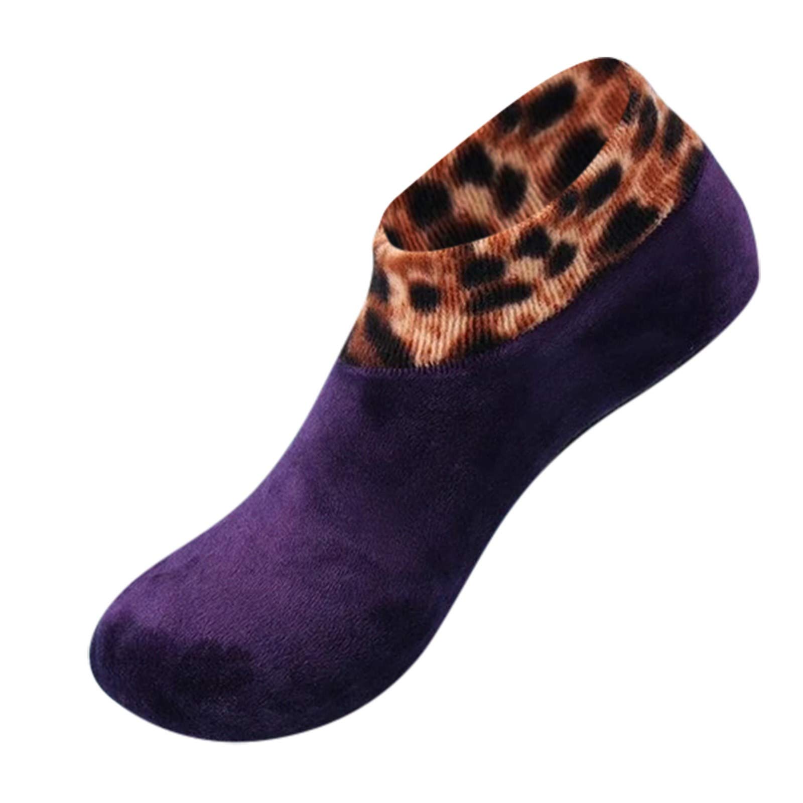 Leopard Print Thermal Non-Slip Winter Socks for Women - Cozy Indoor & Running Socks with Warm Bed Comfort - Perfect for Home, Lounge, and Cold Weather Activities