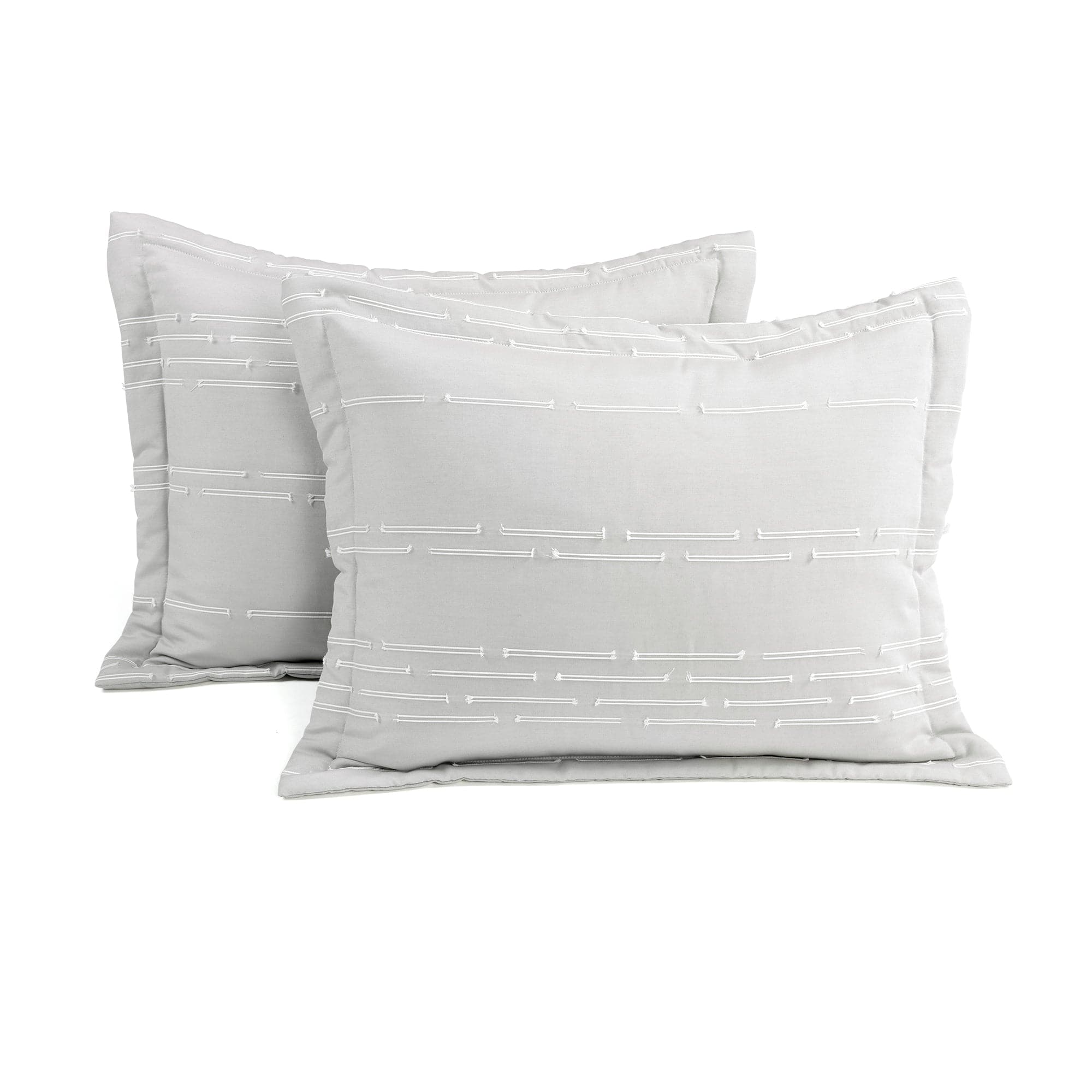 Clipped Stripe Jacquard 3-Piece Comforter Set - King Size Bedding with Matching Pillowcases - Perfect for Modern Bedroom, Guest Room & Dorm Decor