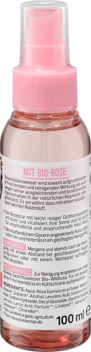 Alverde Naturkosmetik Organic Rose Petal Facial Spray 100ml - Hydrating & Refreshing Toner for Dry Skin, Makeup Setting & On-The-Go Skincare