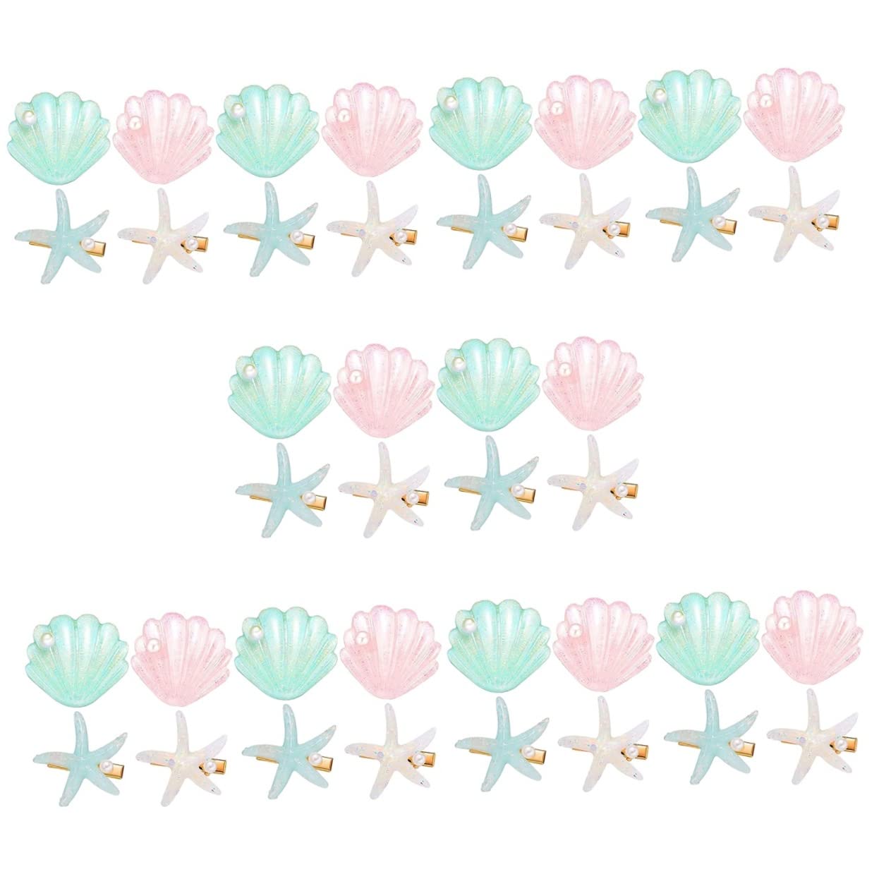 40 Pcs Starfish Hair Clips for Girls - Korean Style Hair Accessories, Flower Claw Clips, Shell Barrettes for Mermaid Costume & Beach Party Hairstyles